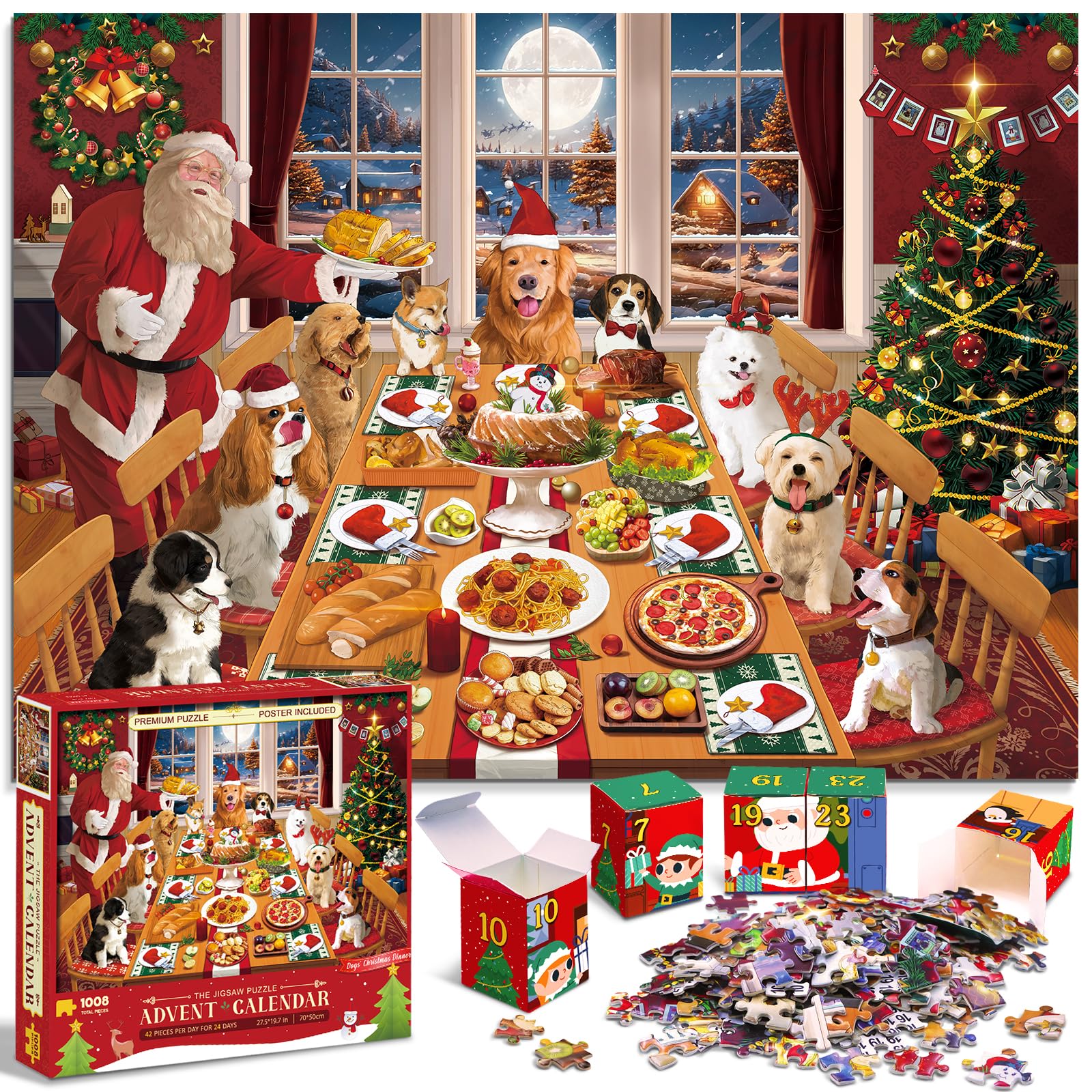 Quebra-cabeça Do Calendário Do Advento Qifeyla 2024 E Natal, 1008 Unidades