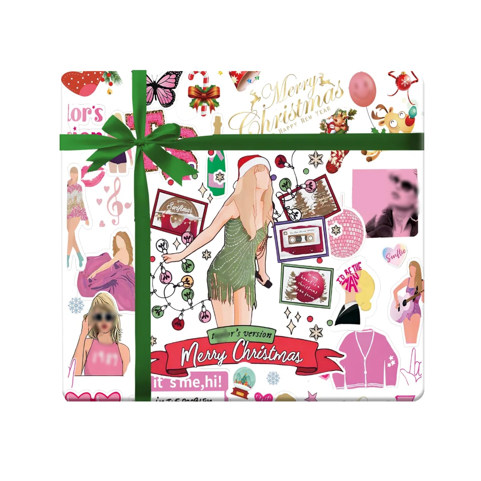 Folha De Papel De Embrulho De Natal Kakbpe 5 Folhas Rosa 52x76cm