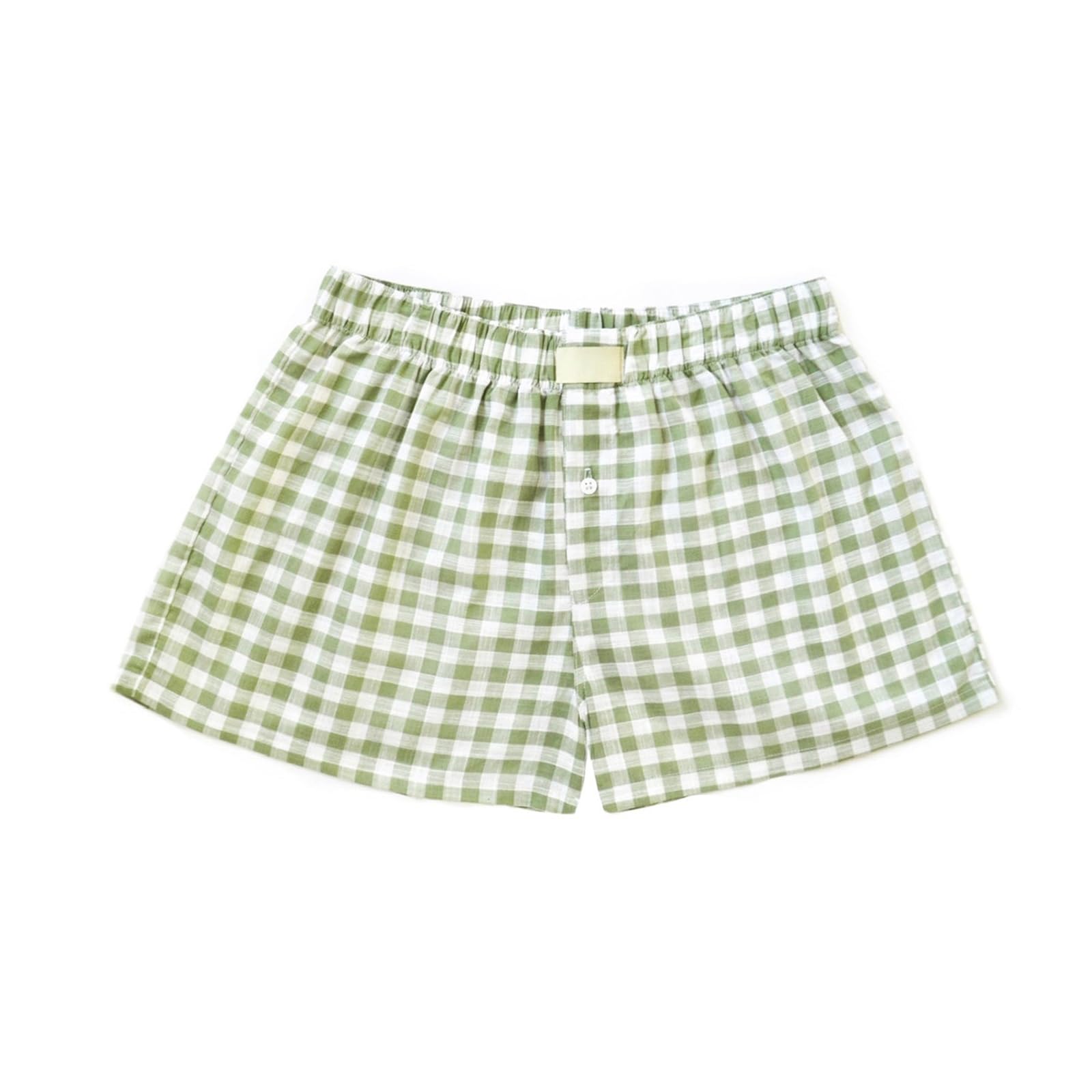 Shorts De Pijama Amuver Y2k Micro Button Boxers Xadrez Verdes