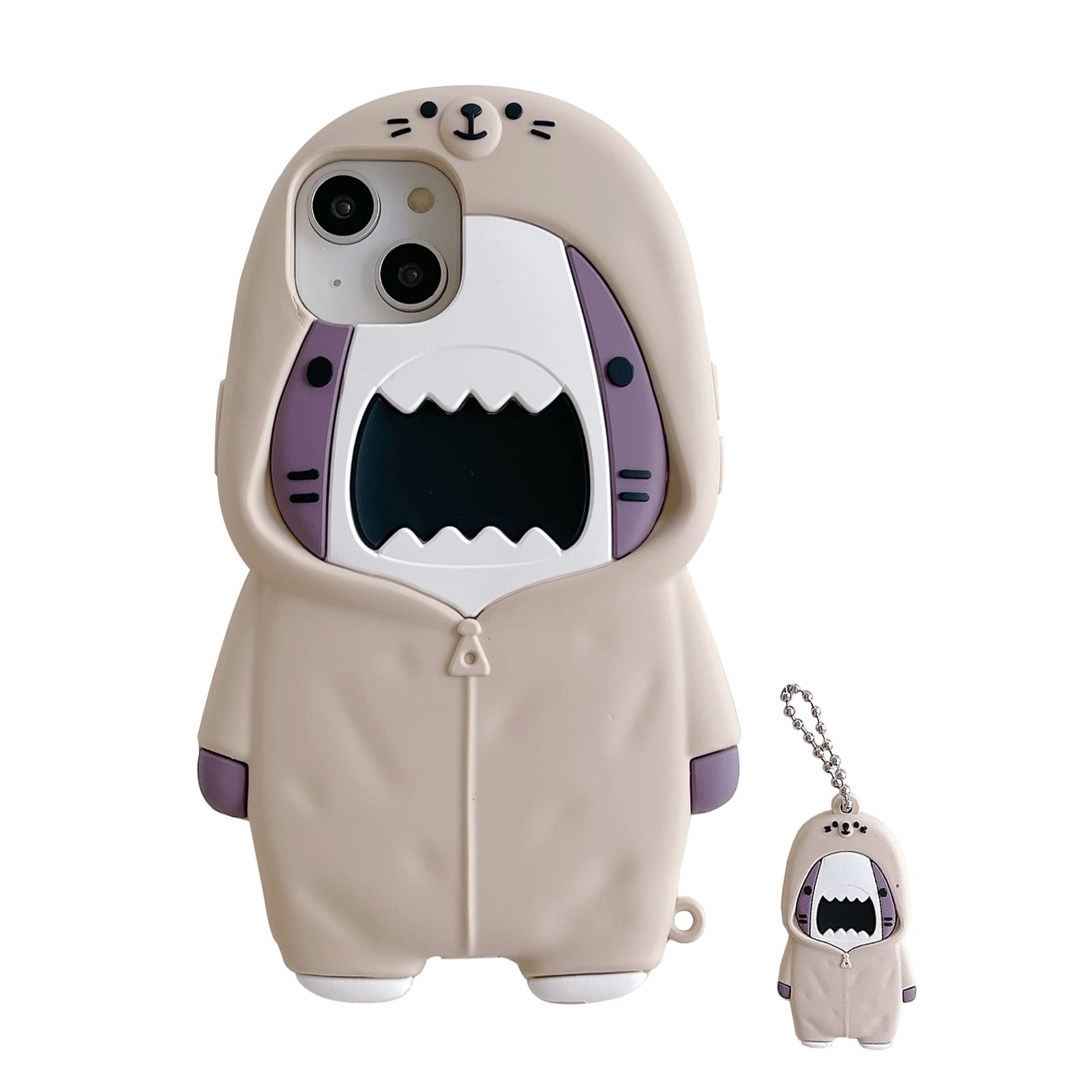 Capa De Telefone Qokcoahn Para Iphone 16 Pro Max Cute Sweater Shark
