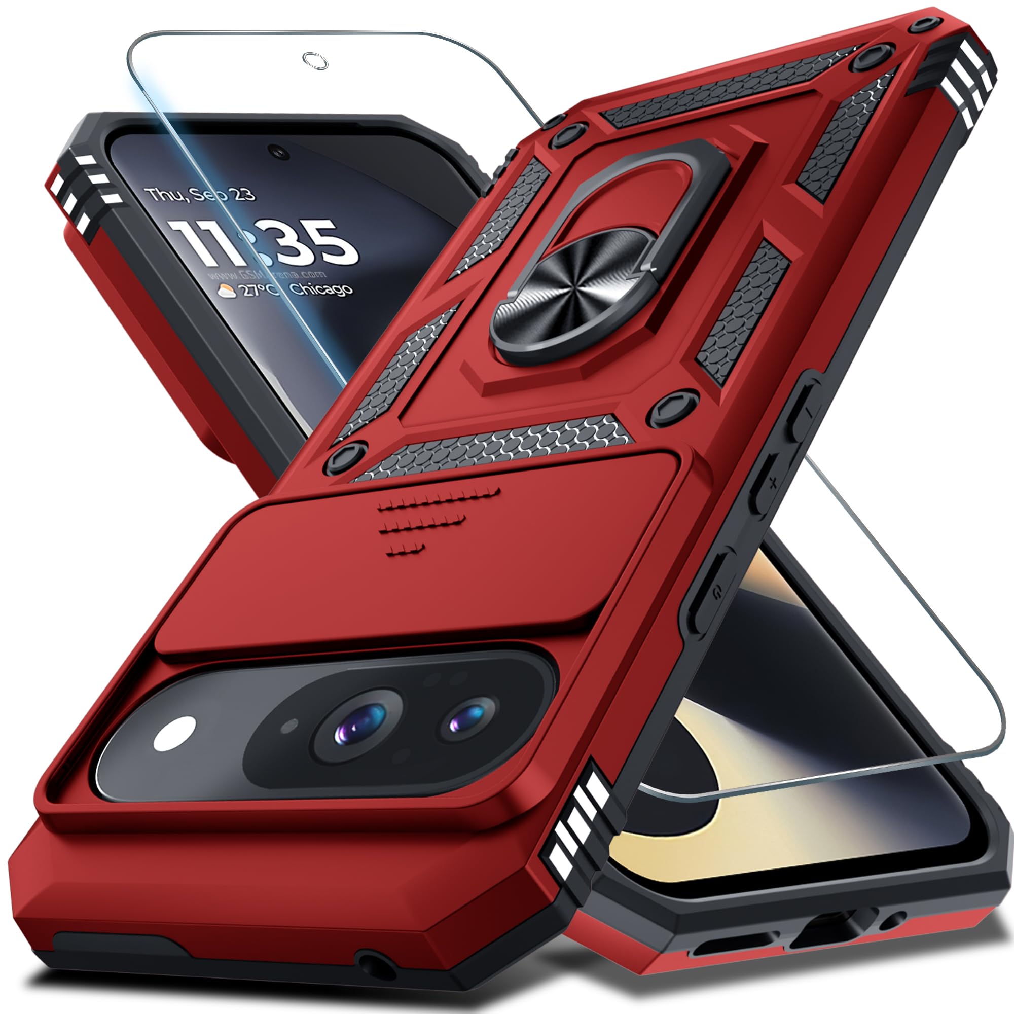 Capa De Telefone Janmitta Compatível Com Google Pixel 9/9 Pro Red