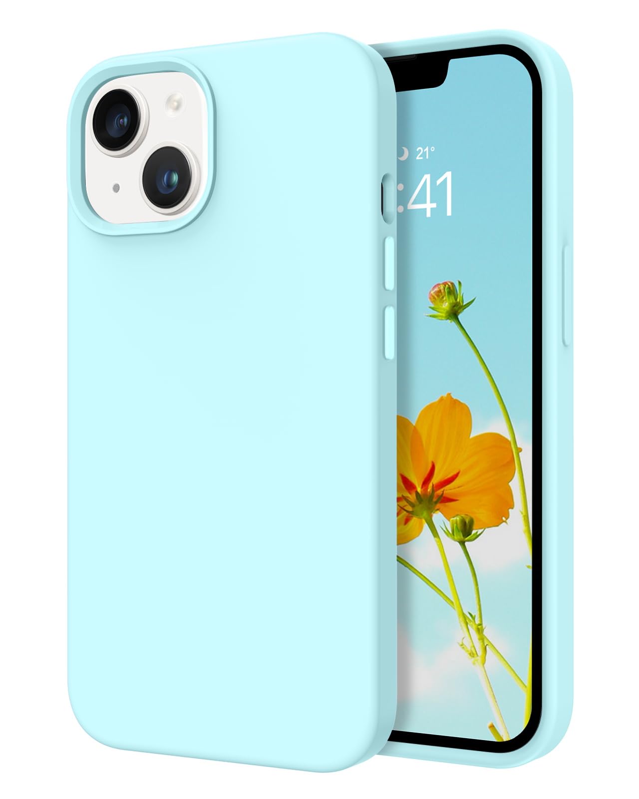 Capa De Telefone Telaso Para Iphone 14 De Silicone Líquido Azul Gelo