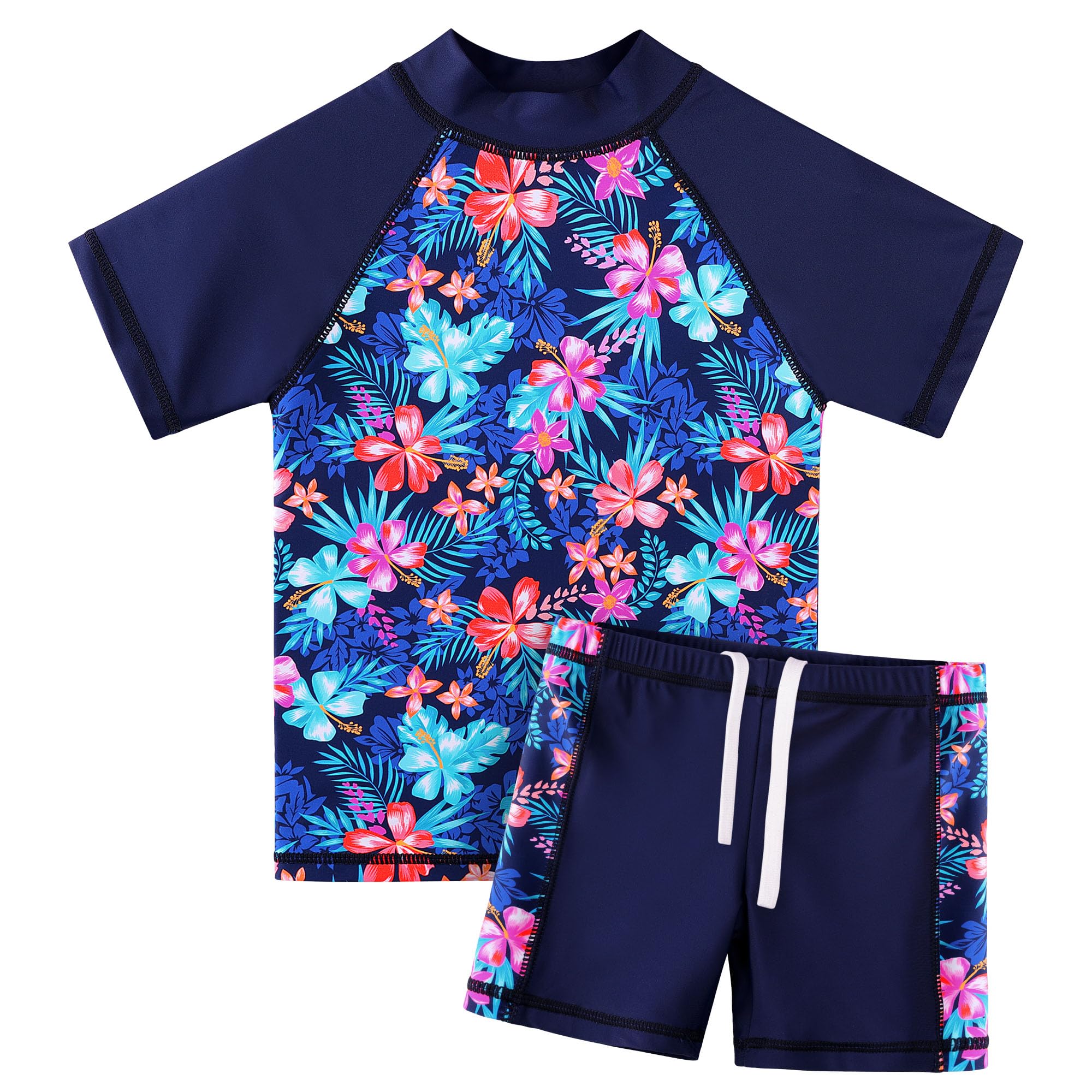 Conjunto De Roupa De Banho Tfjh E Para Meninas De Manga Curta 4a Sun Protect 50+