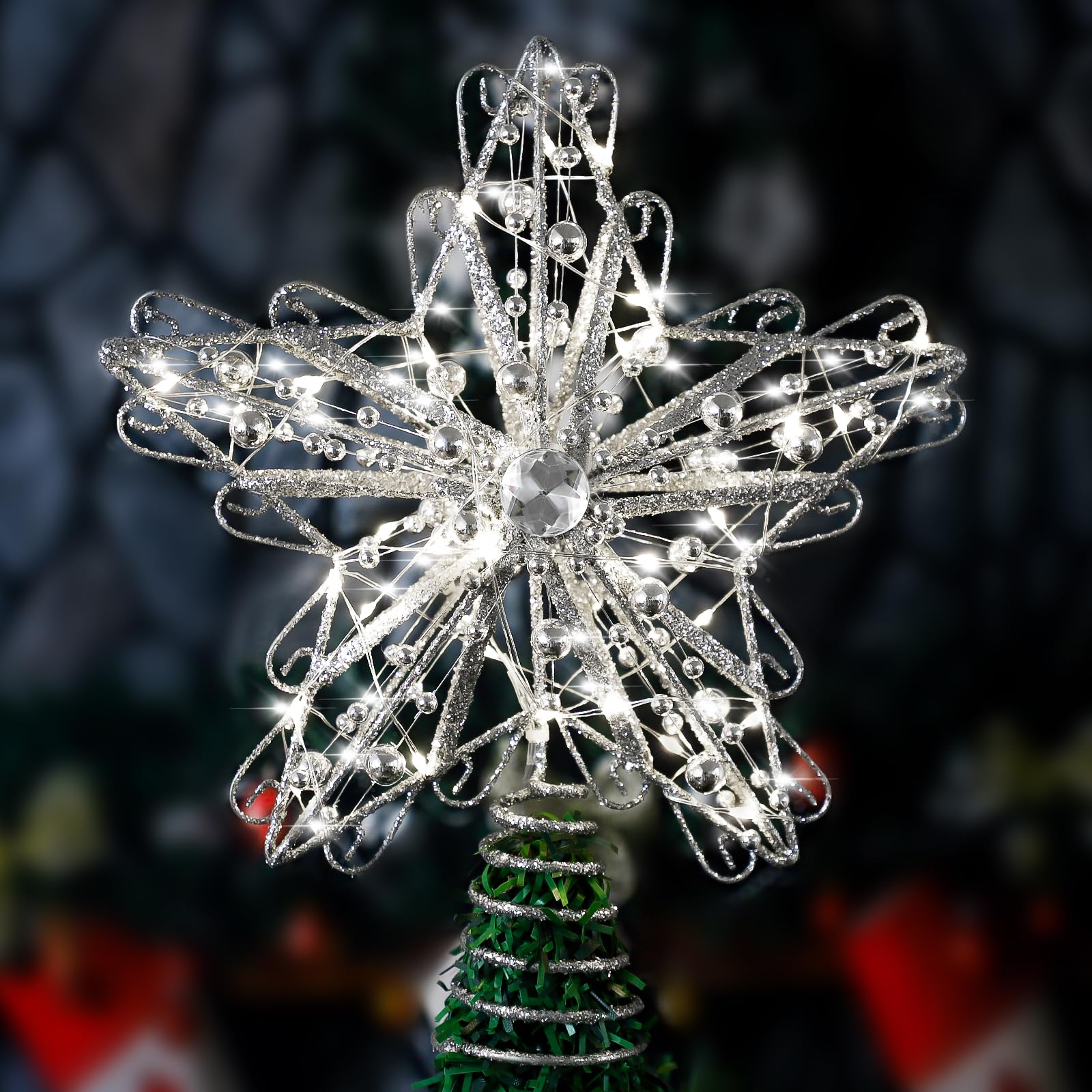 Topper De Árvore De Natal Verdenu Com Luz Estelar Led Diamond 40