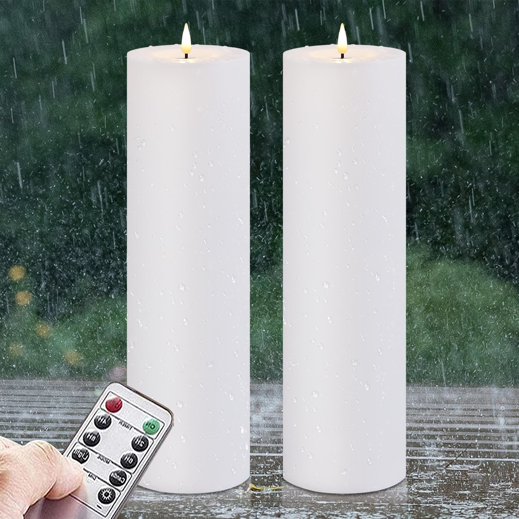 Velas De Pilar Remoto Impermeáveis Led Sem Chama Zevanor 4x14cm
