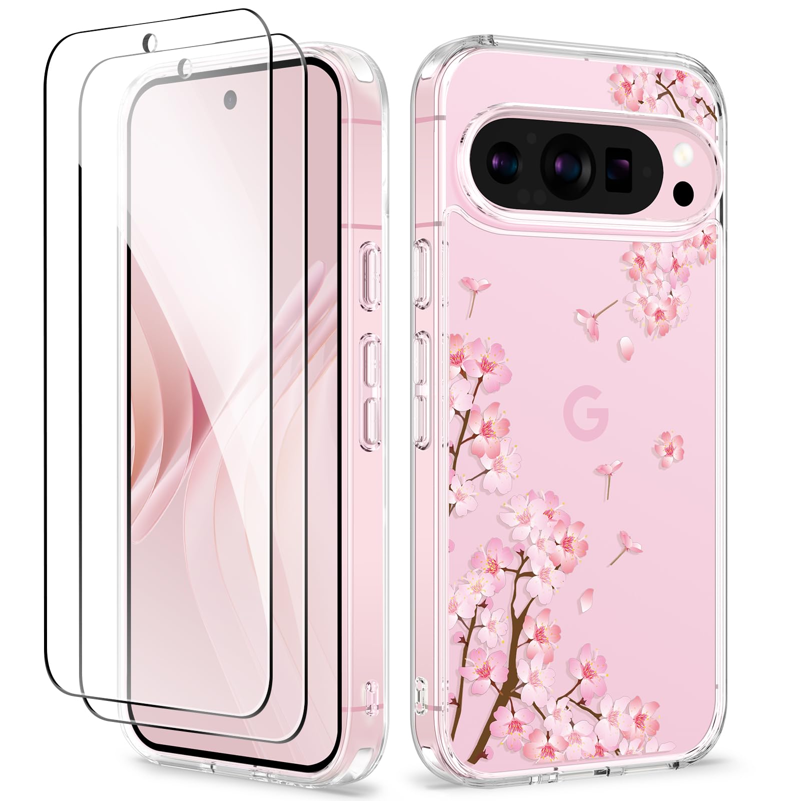 Capa De Telefone Gviewin Para Google Pixel 9/pixel 9 Pro Sakura/rosa