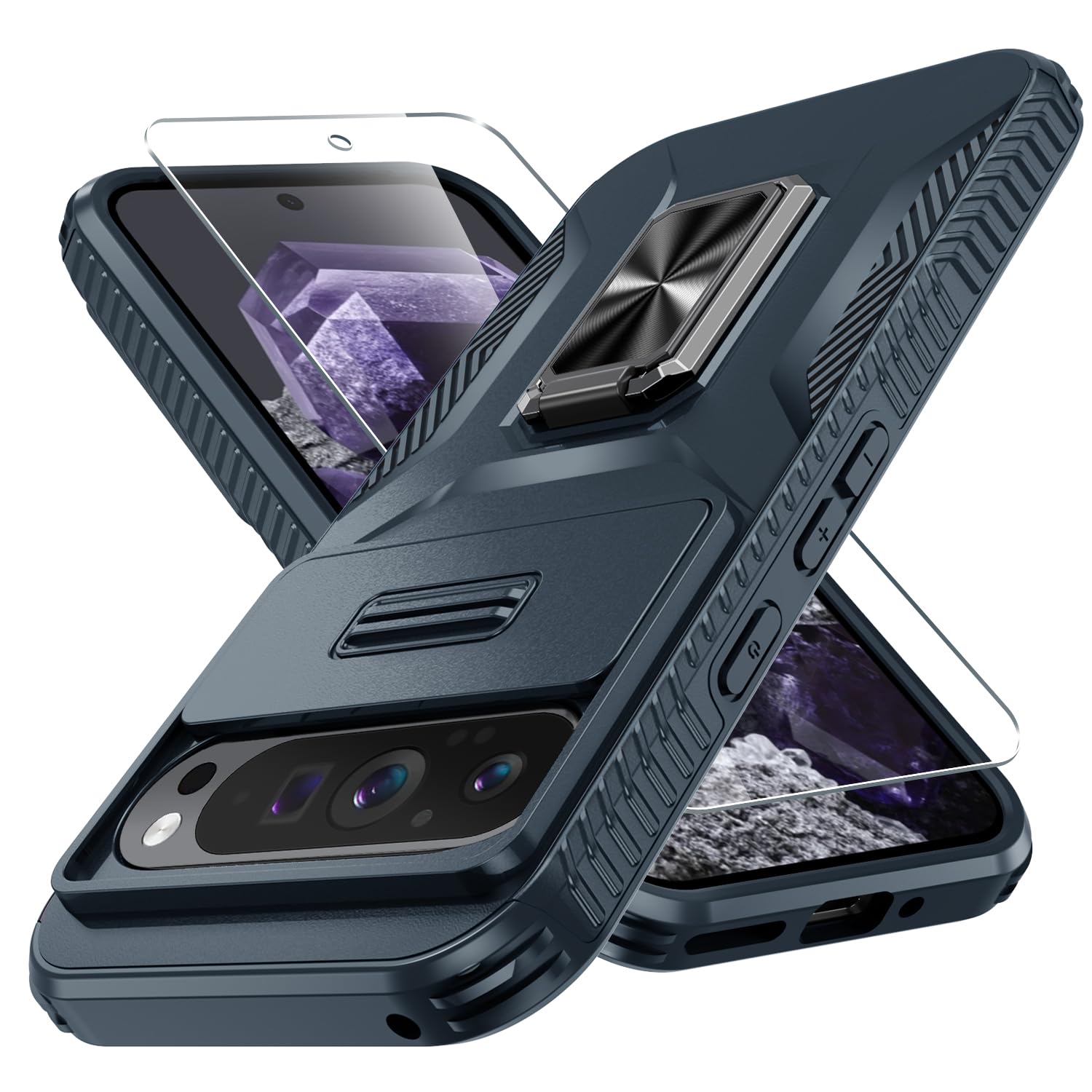 Capa De Telefone Casejeen Para Google Pixel 9 Pro Xl Azul Com Acc