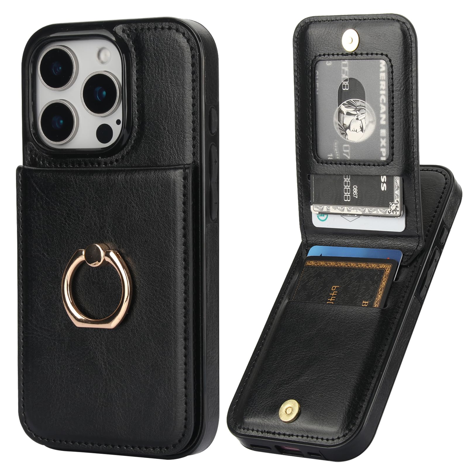 Capa Tipo Carteira Para Iphone 16 Pro Kihuwey Com Suporte Para Cartão De Crédito