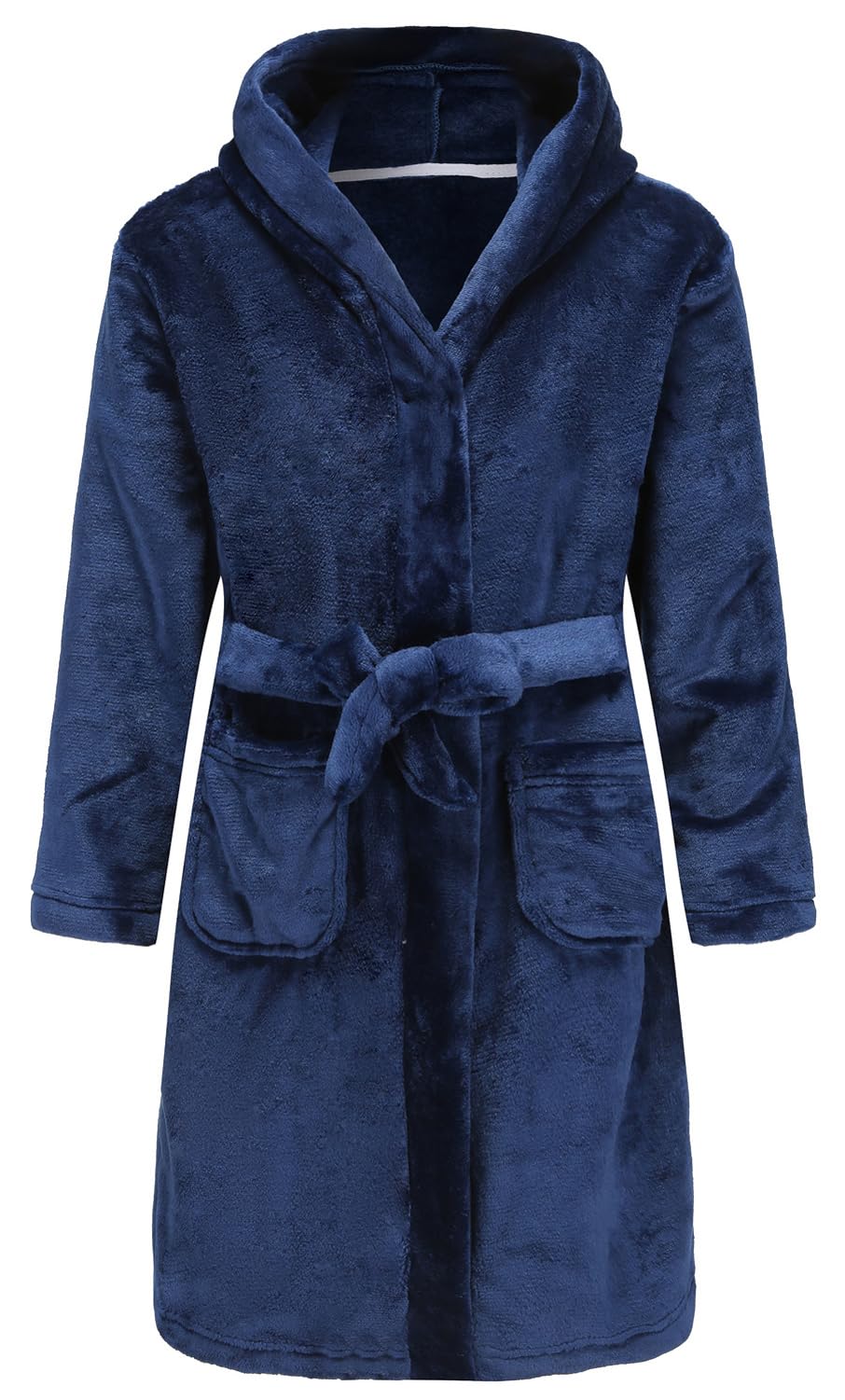 Roupão De Banho Infantil Robe Ecgk Com Capuz Macio E Quente Azul Marinho 9-12y