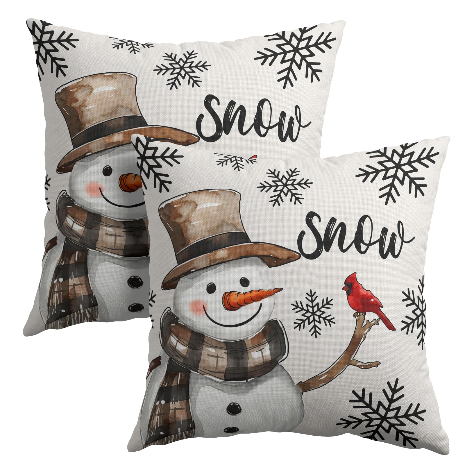 Capa De Travesseiro Granbey Snowman Christmas 60x60cm Conjunto De 2