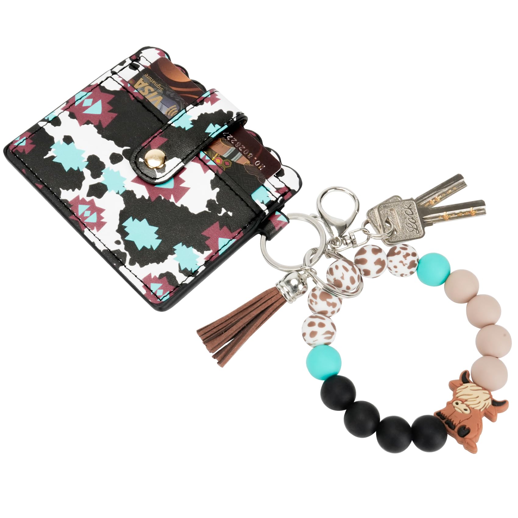 Carteira De Chaveiro Highland Cow Wristlet Bracelet Wafoiro