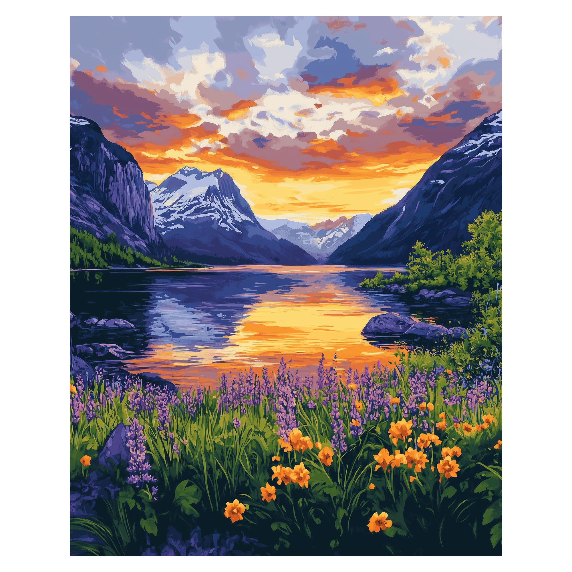 Kit Paint By Numbers Fjords Na Paisagem Do Alasca Para Adultos