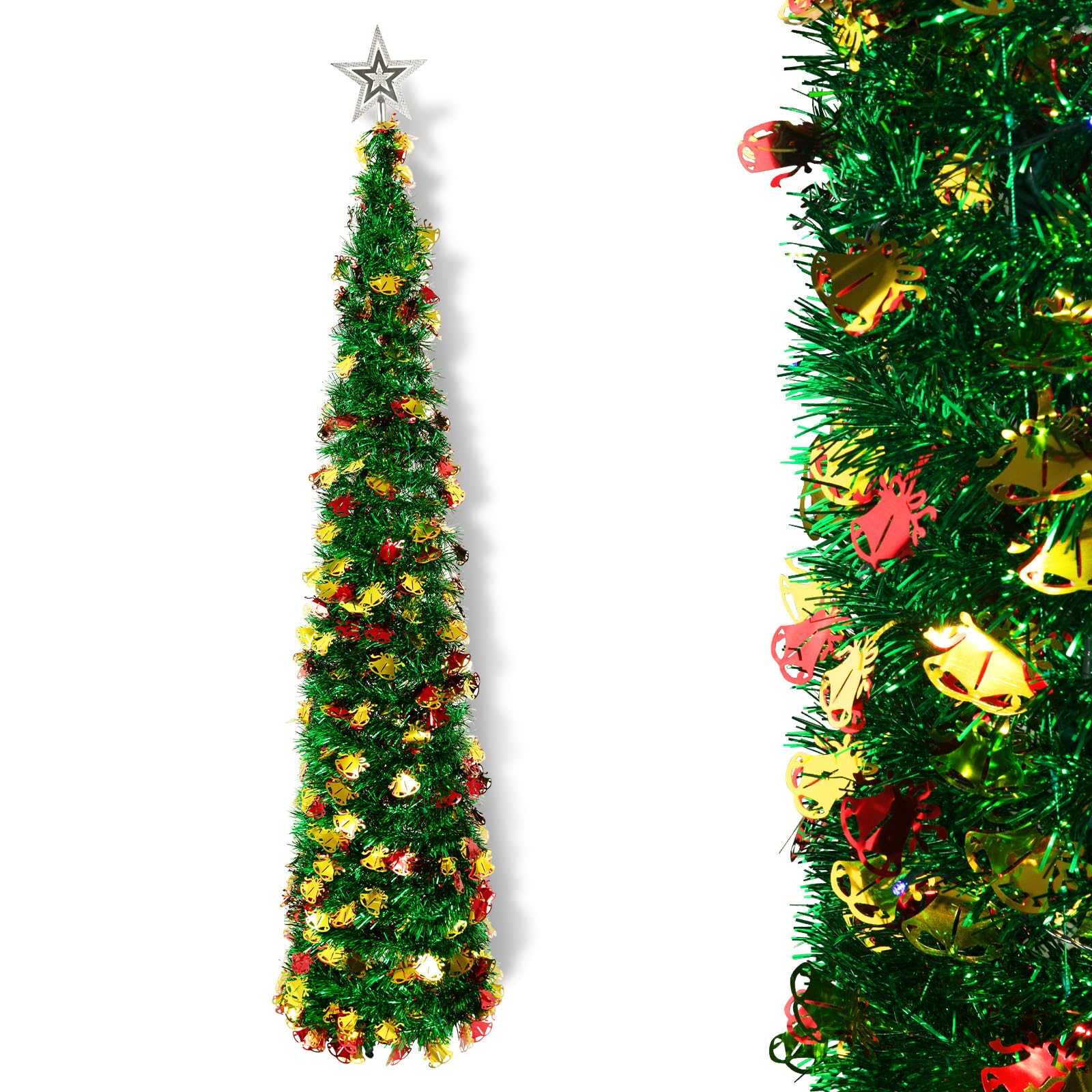 Lápis Christmas Tree Elzant De 1,5 M Com 50 Luzes E Star Top Green