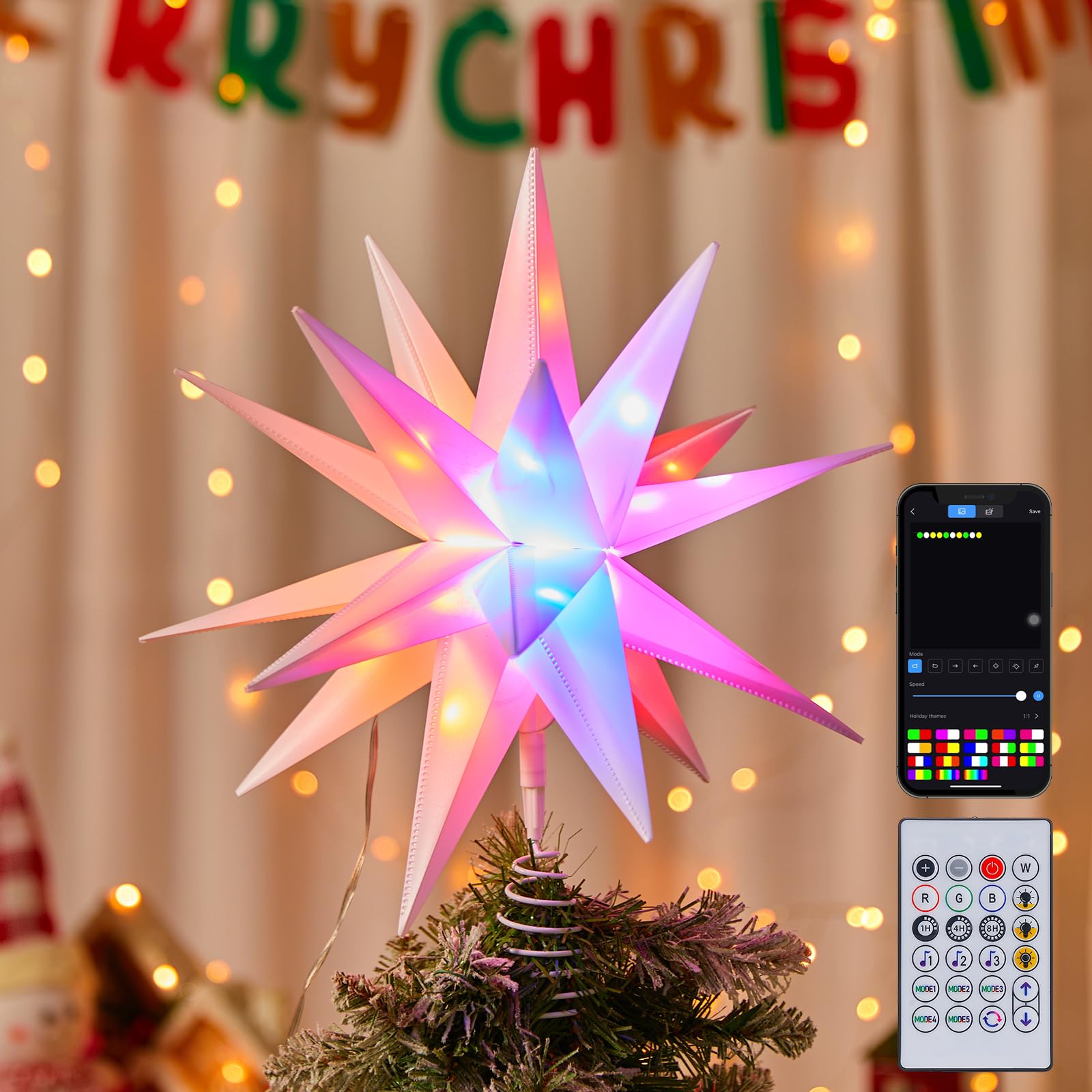 Christmas Star Tree Topper Brightown 36 Leds 35 Cm Rgb