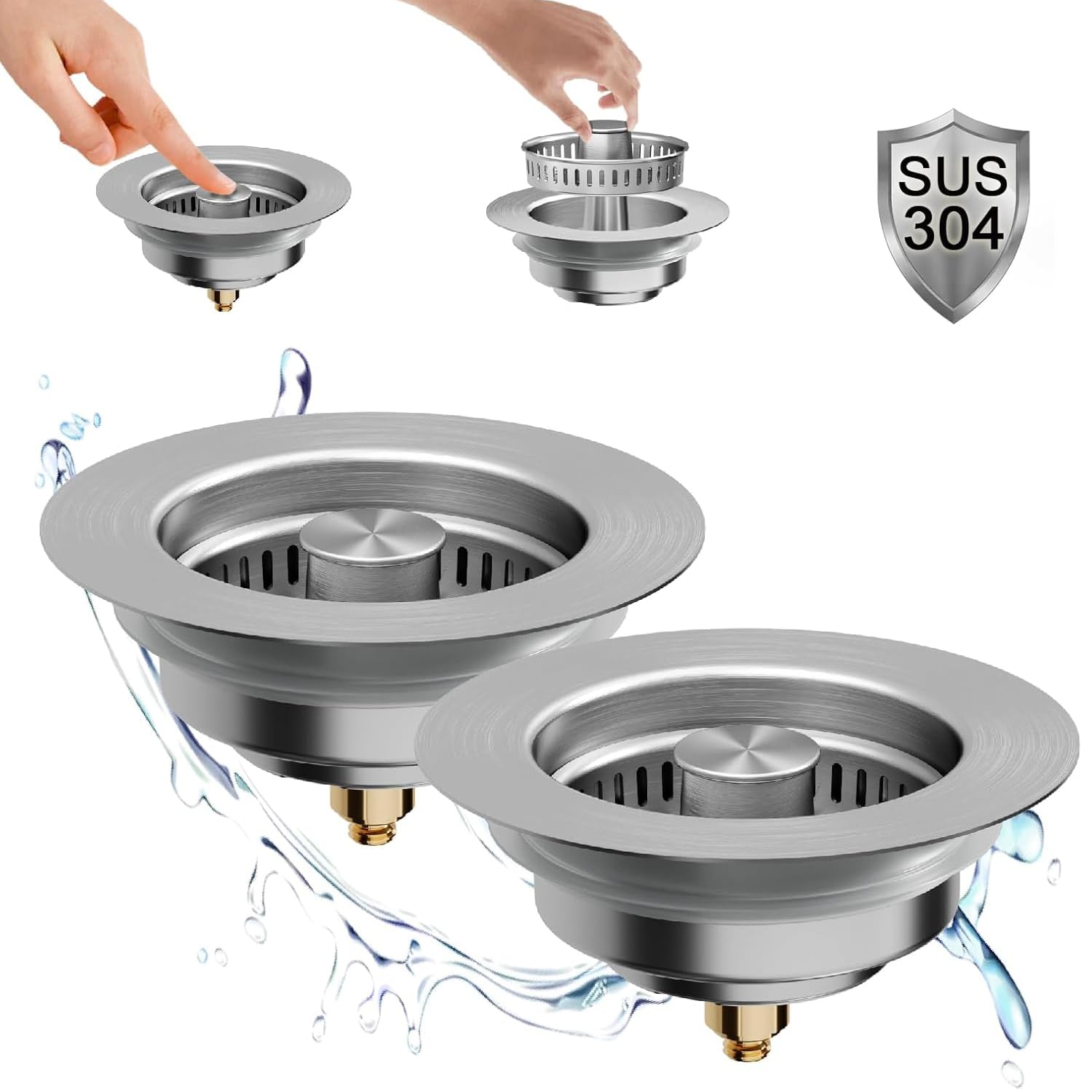 Filtro De Drenagem De Pia De Cozinha Stopper Tirejeen 3 Em 1 (pacote Com 2)