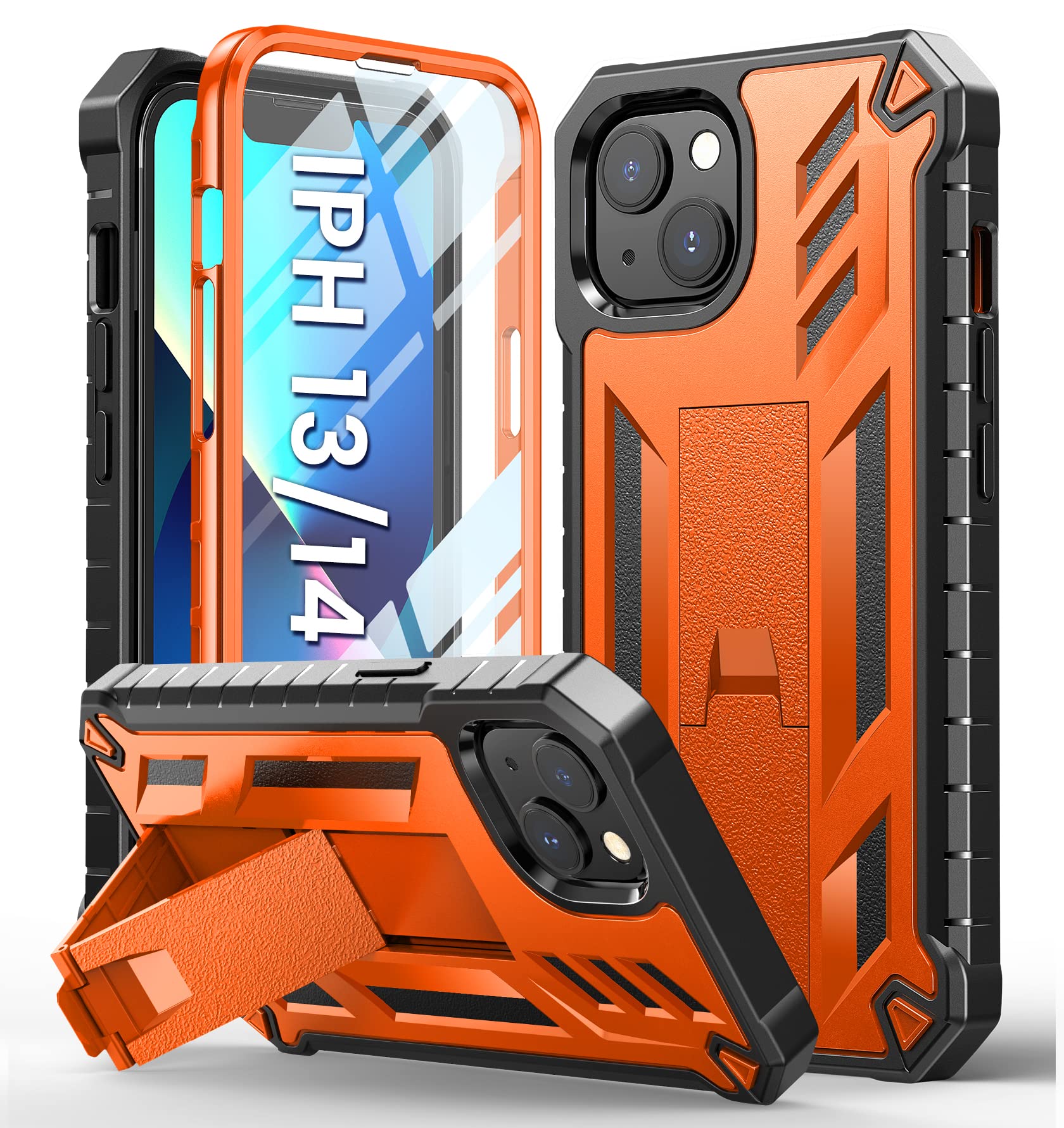 Capa De Telefone Soios Para Iphone 13/14 De 6,1 Polegadas Com Suporte Laranja