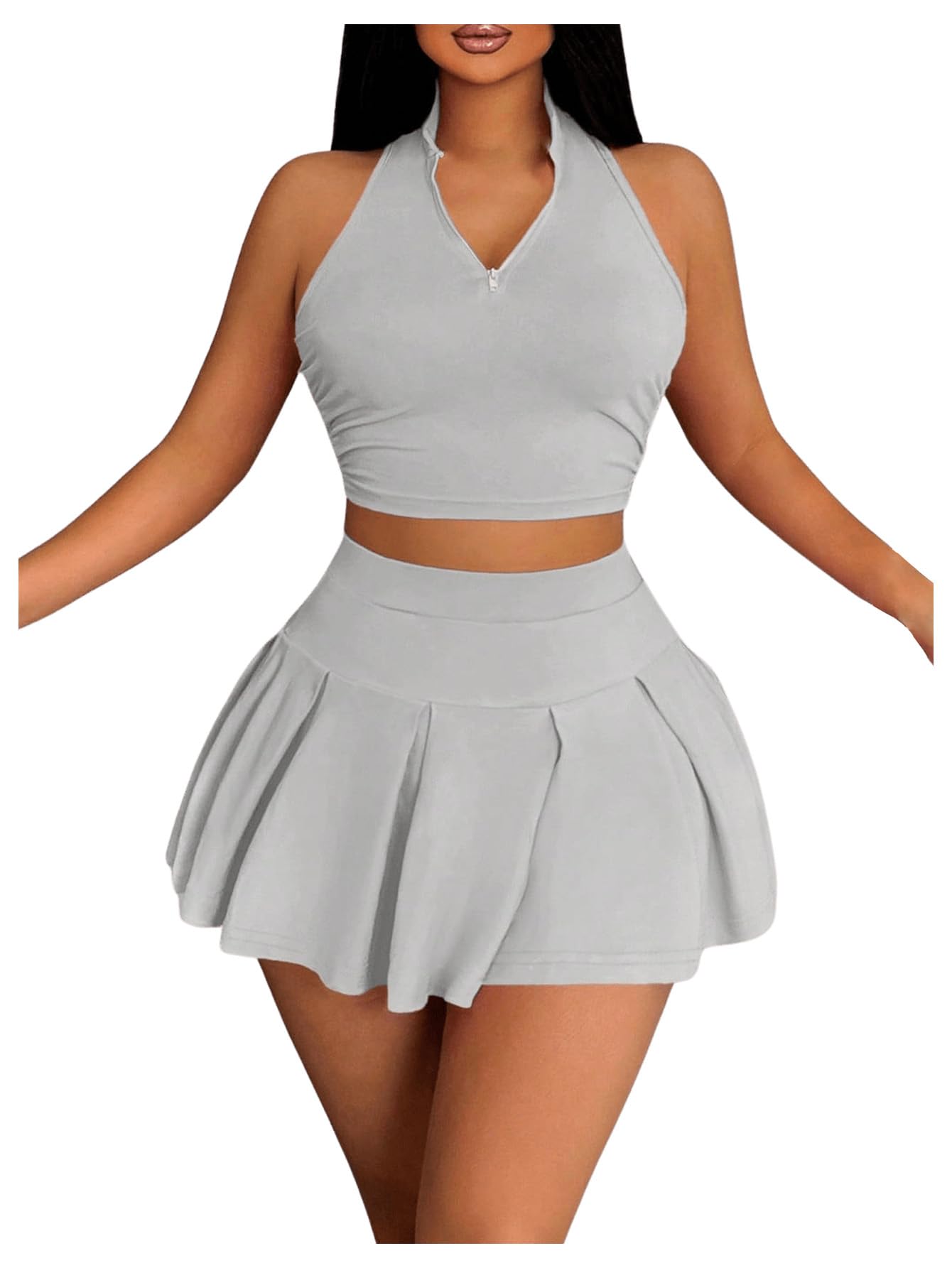 Outfit Soly Hux, Camiseta Regata E Saia Femininas De Verão, 2 Peças