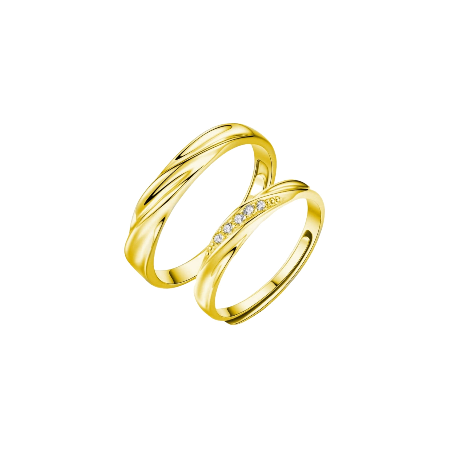 Anéis De Casal Ajustáveis Love Illusions 925 Silver Gold Plate