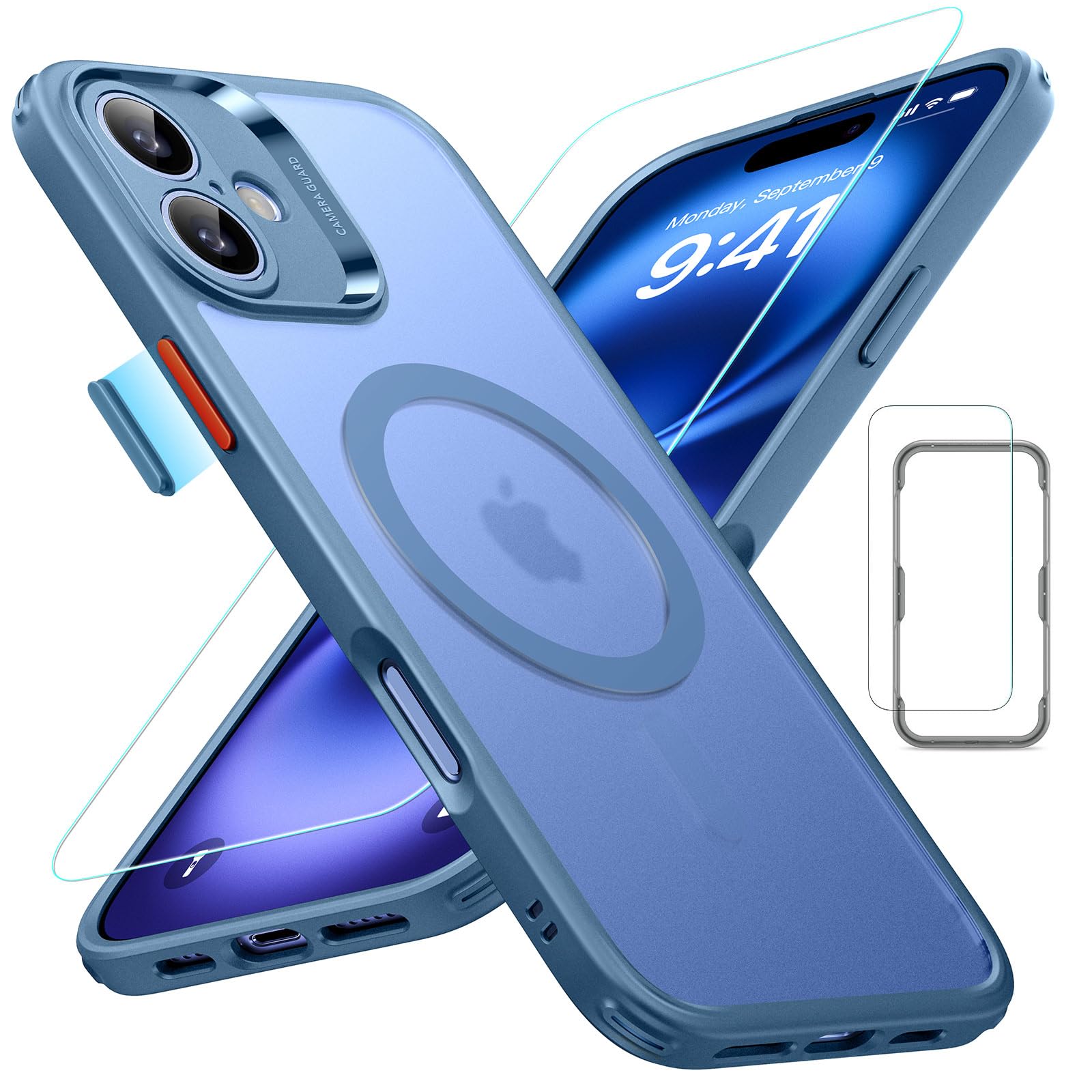 Conjunto De Capa Esr Para Iphone 16 (4 Em 1) Com Protetor De Tela Azul