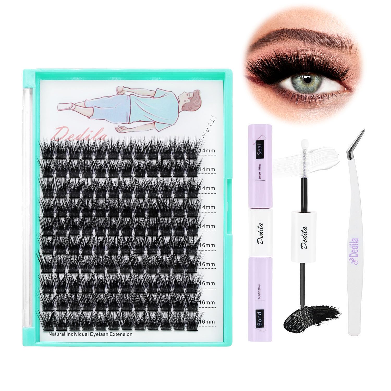 Cílios Postiços Dedila Large Tray Grated 120 Clusters D Curl