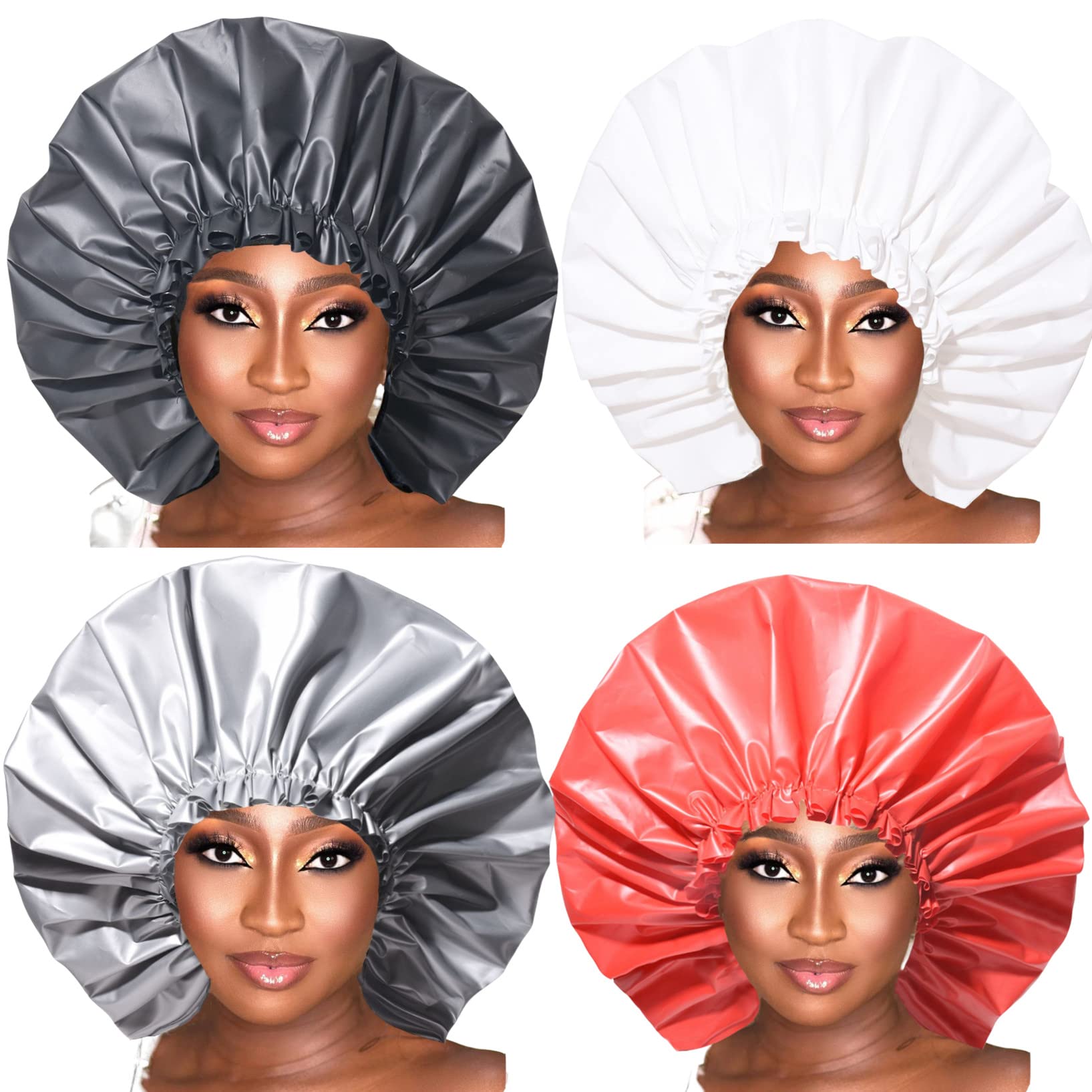 Toucas De Banho Fiwoodelf Impermeáveis Reutilizáveis Para Mulheres De 4 Peças