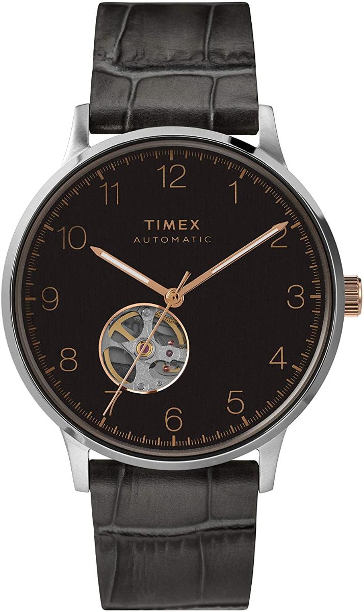 Timex Men's Waterbury Automatic 40mm Inoxidável Aço Auto Winder Cinta de Couro, Cinza, 20 Relógio Casual (Modelo: TW2U11600)