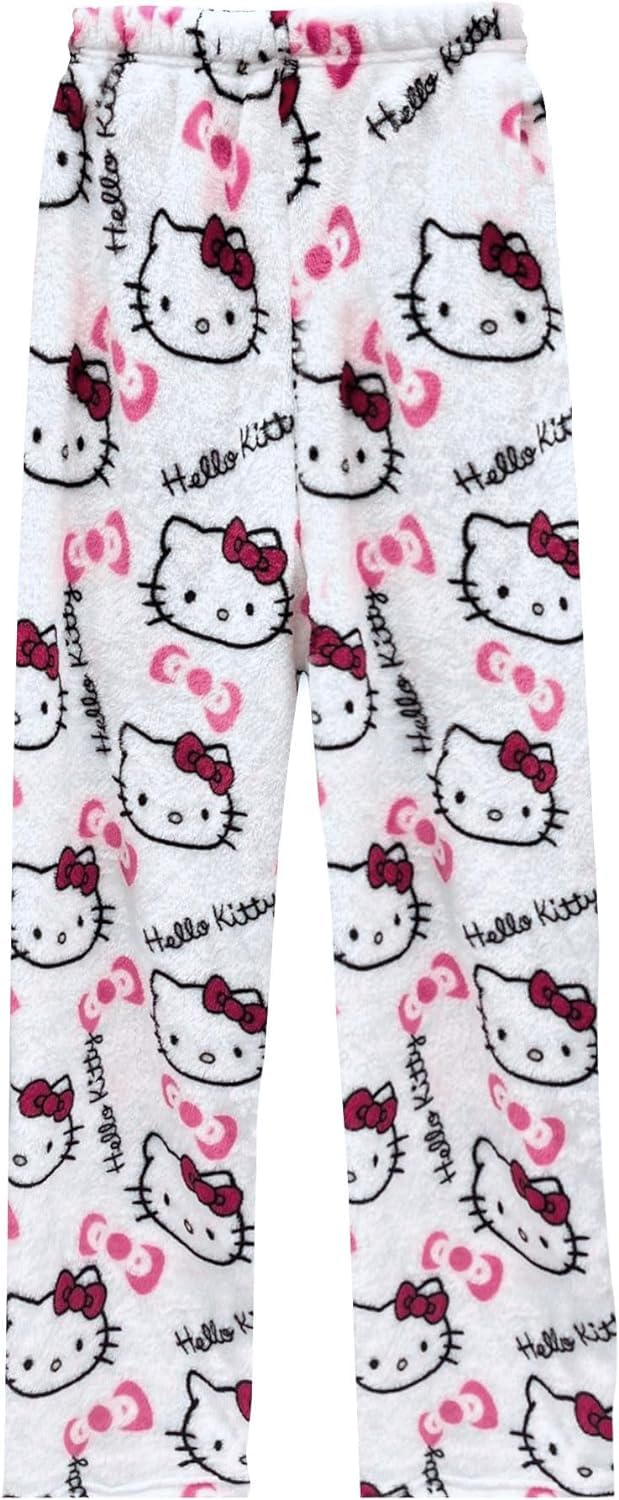 Calças De Pijama Kunsecsh Anime Cartoon Flannel Para Mulheres/meninas