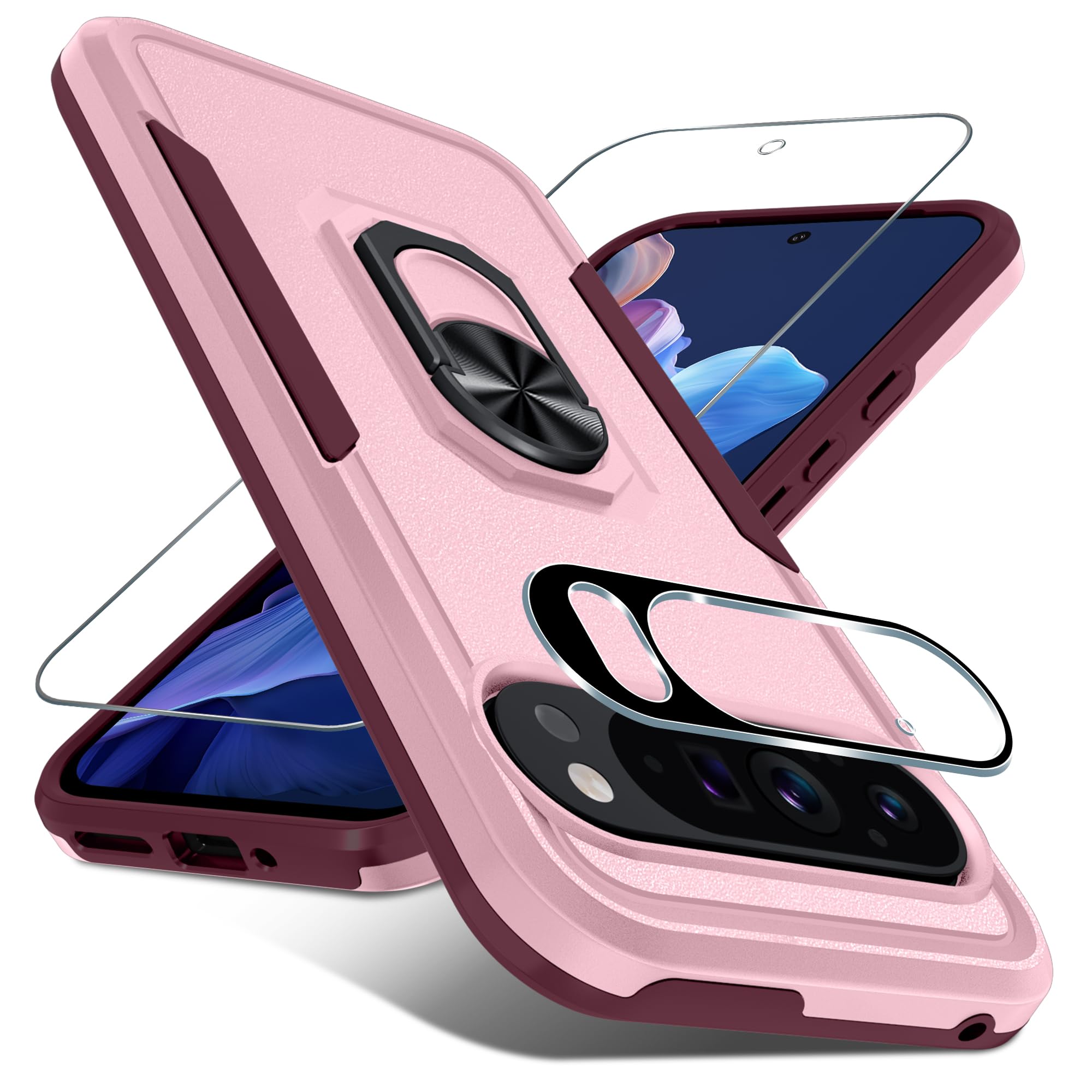 Capa De Telefone Janmitta Para Google Pixel 9/9 Pro Com Protetor Rosa