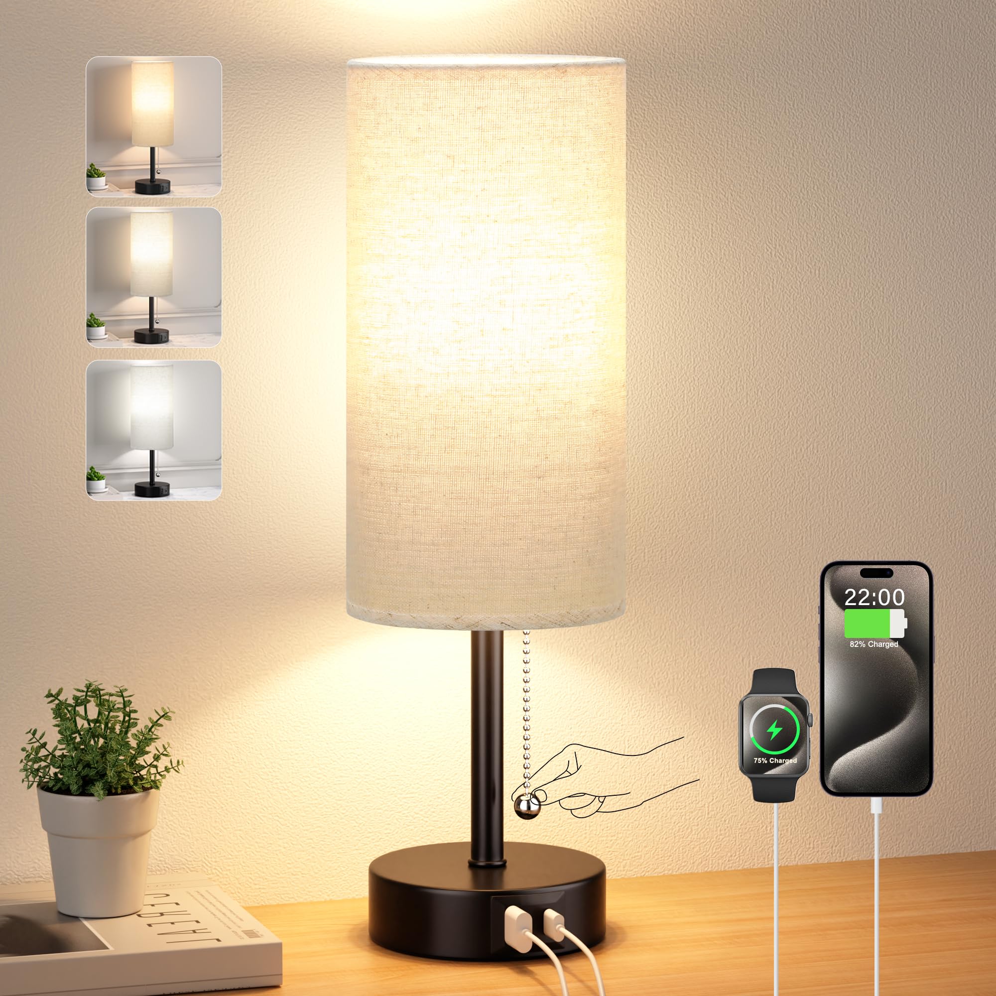 Candeeiro De Mesa Partageiz Pequeno Cabeceira Com Porta De Carregamento Usb