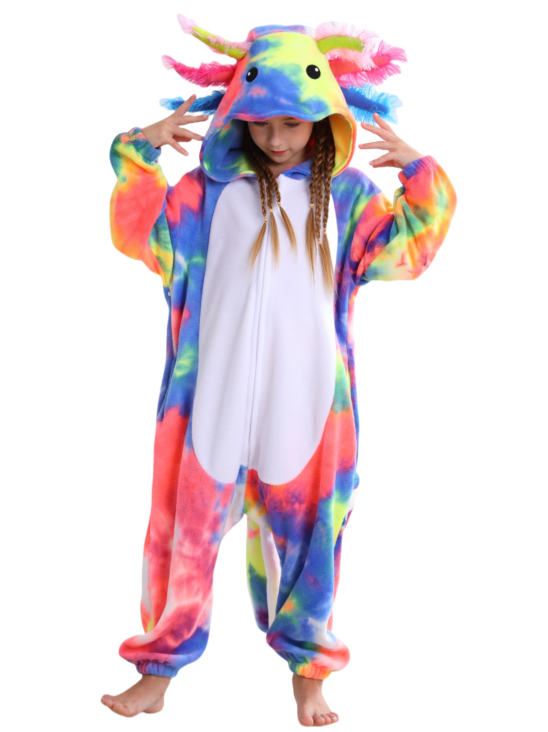 Pijama Simzoo Kids Animal Axolotl Vermelho Azul 3-13 Anos