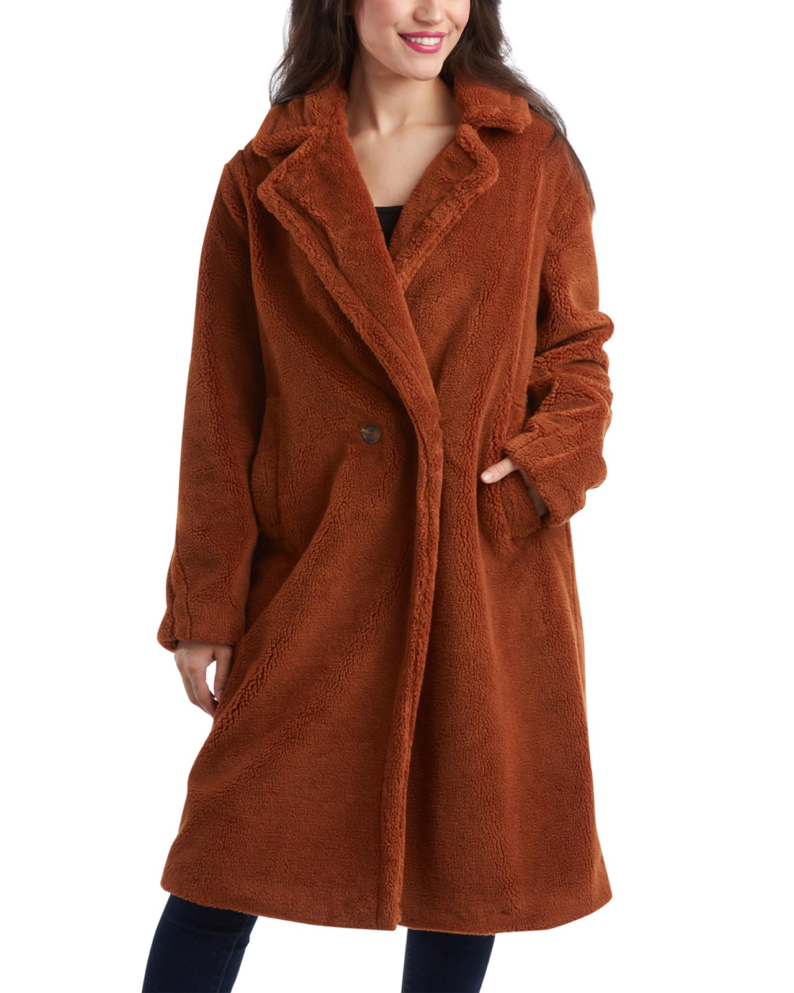 Casaco De Inverno Jessica Simpson De Comprimento Completo Sherpa Peacoat Feminino