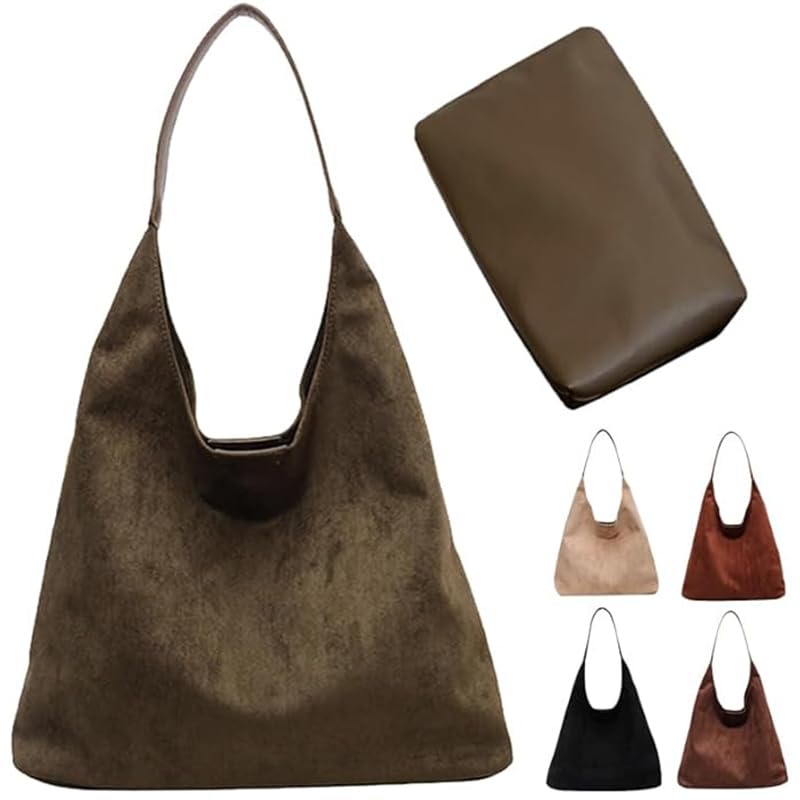 Bolsa De Camurça, Sacola Para Mulheres, Bolsa De Ombro De Camurça Sintética Marrom