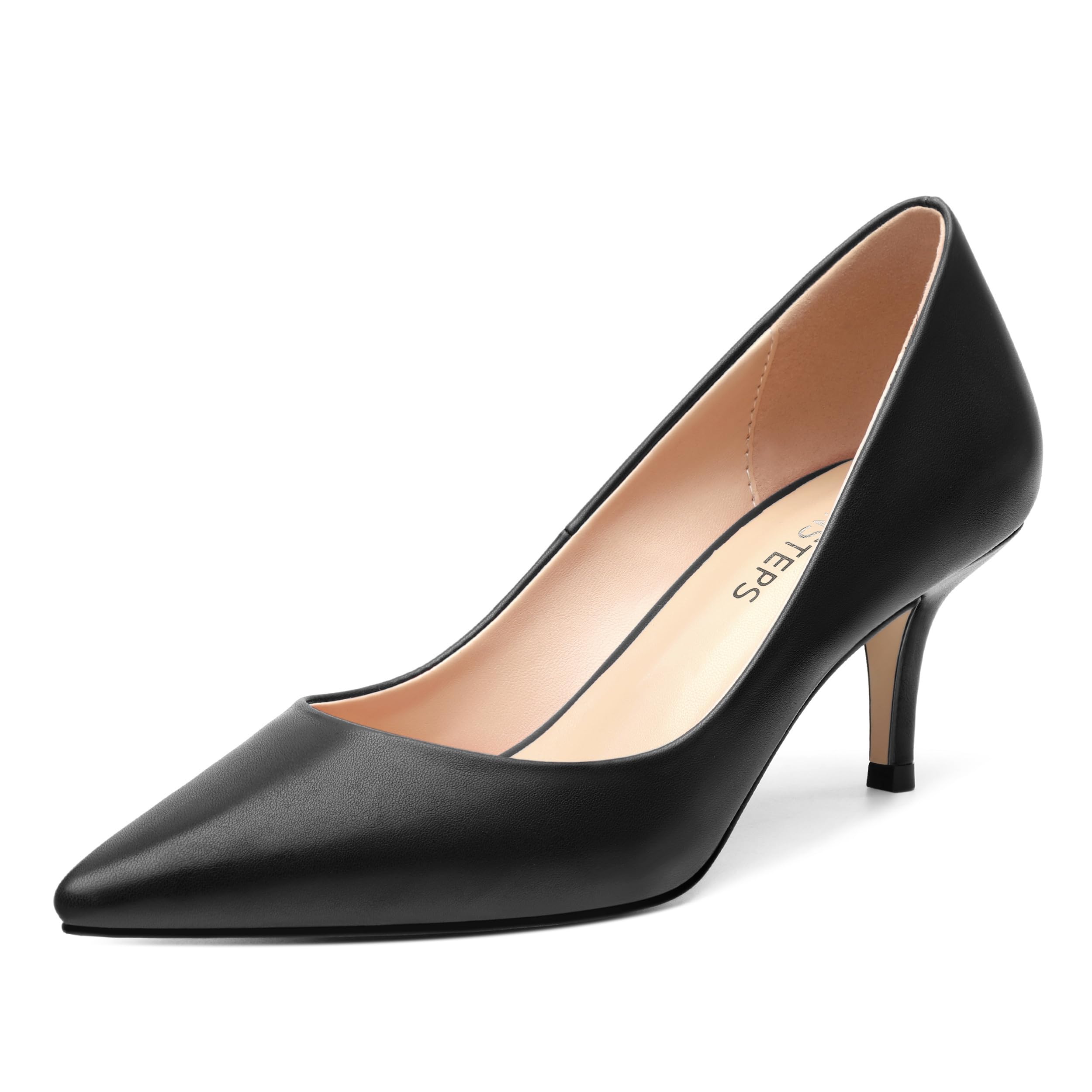 Bombas Movinsteps Pretas, Foscas, Fechadas, Bico Pontiagudo E Salto Baixo Para Mulheres