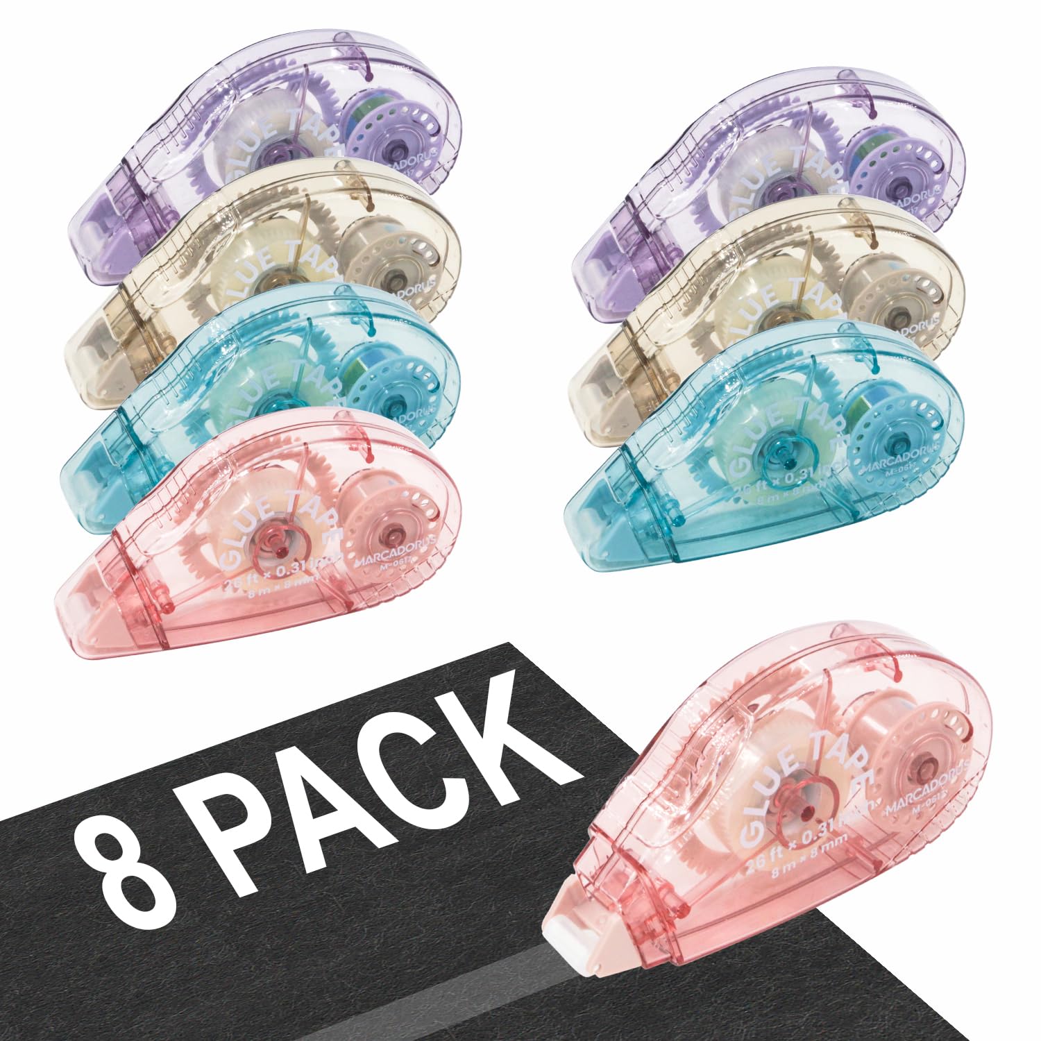 Tape Runner Marcadorus, Dupla Face, 0,31 Polegadas X 8 M, Pacote Com 8