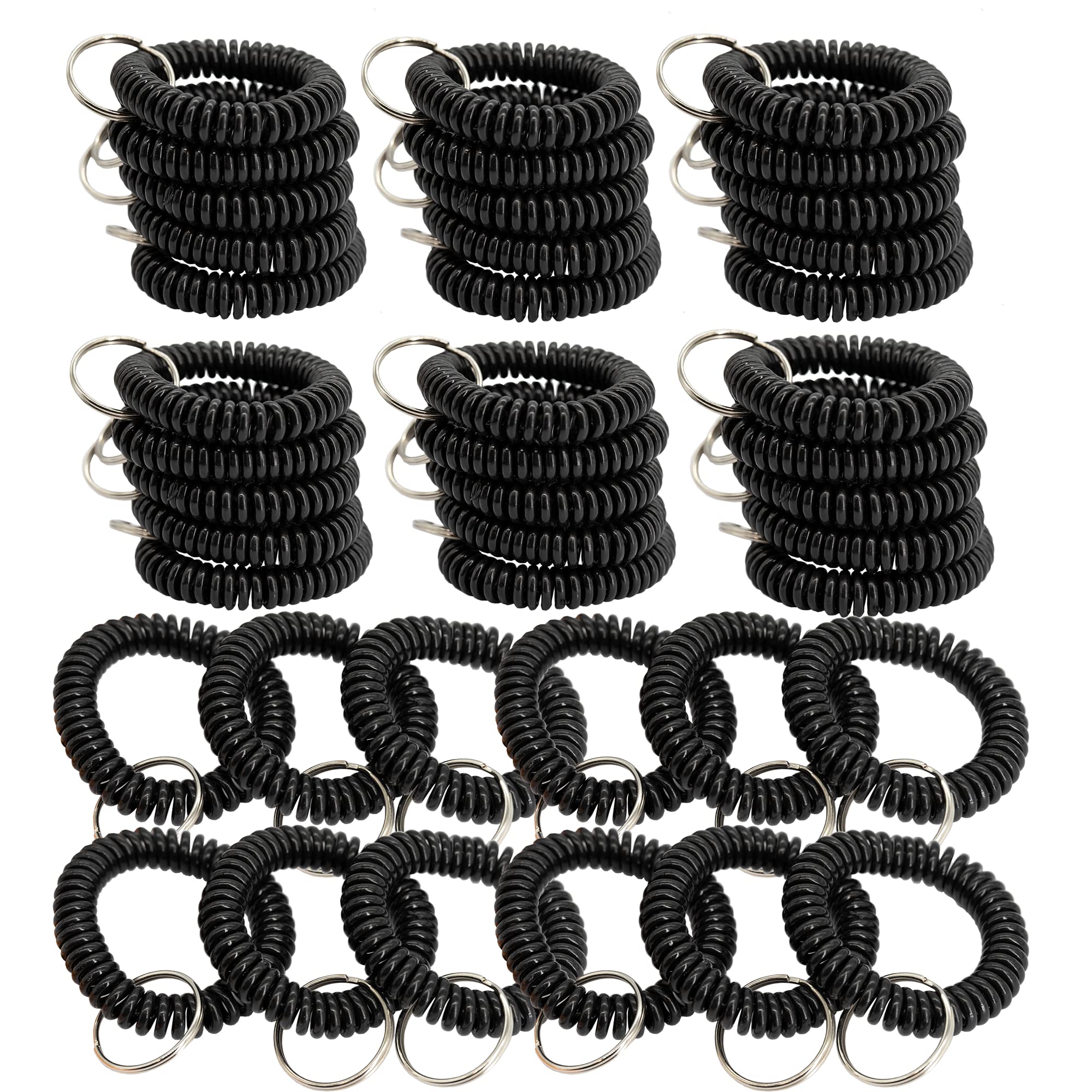 Porta-chaves Wrist Coil, Pacote Com 100 Unidades, Plástico Elástico Preto