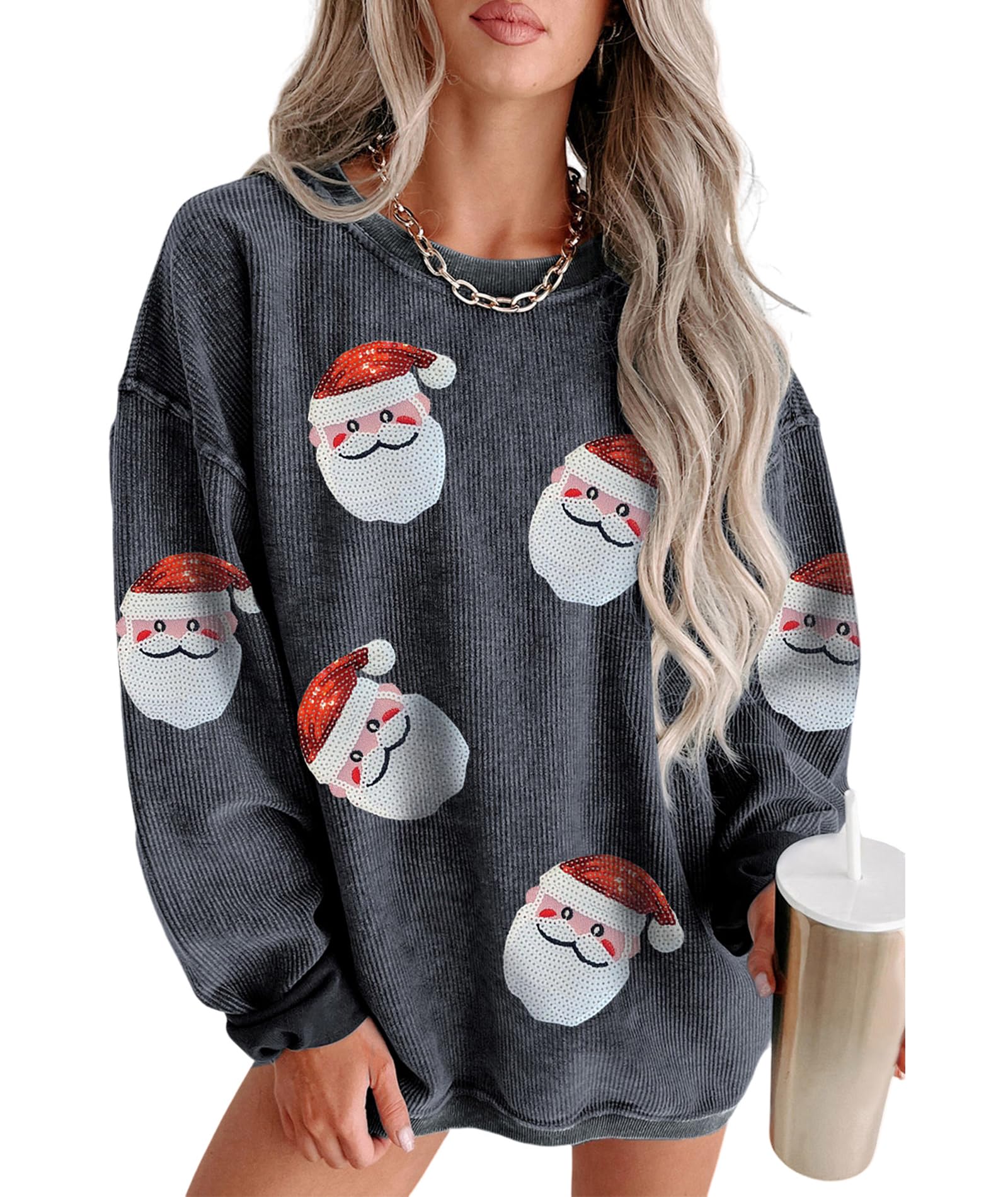 Moletom Urchics Oversized Para Mulheres Com Gola Redonda E Manga Comprida