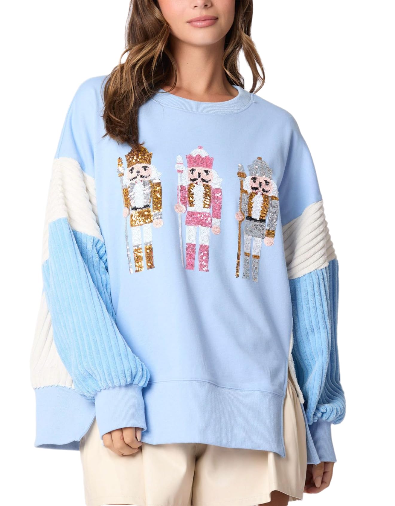 Moletom De Natal Cffvdiz Sequins Nutcracker Soldier Women