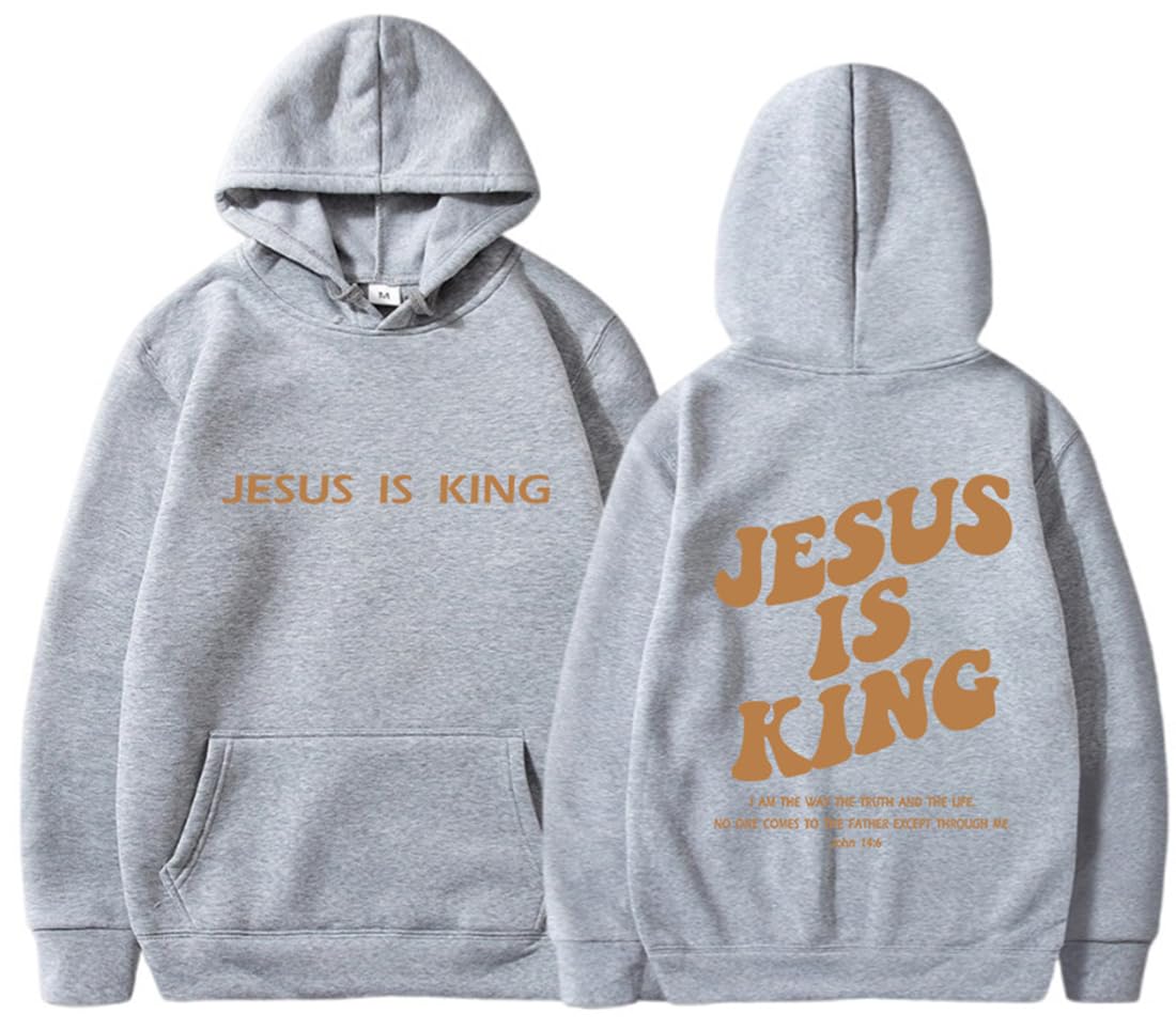 Moletom Panozon Jesus Is King Christian Faith Grey Para Adulto