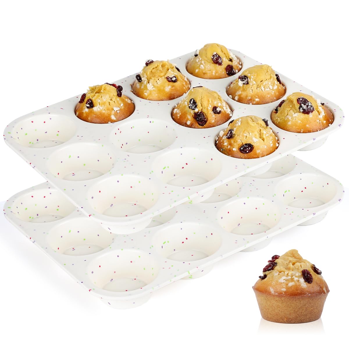 Forma De Muffin Caketime De Silicone Com 12 Xícaras Para Assar, Pacote Com 2