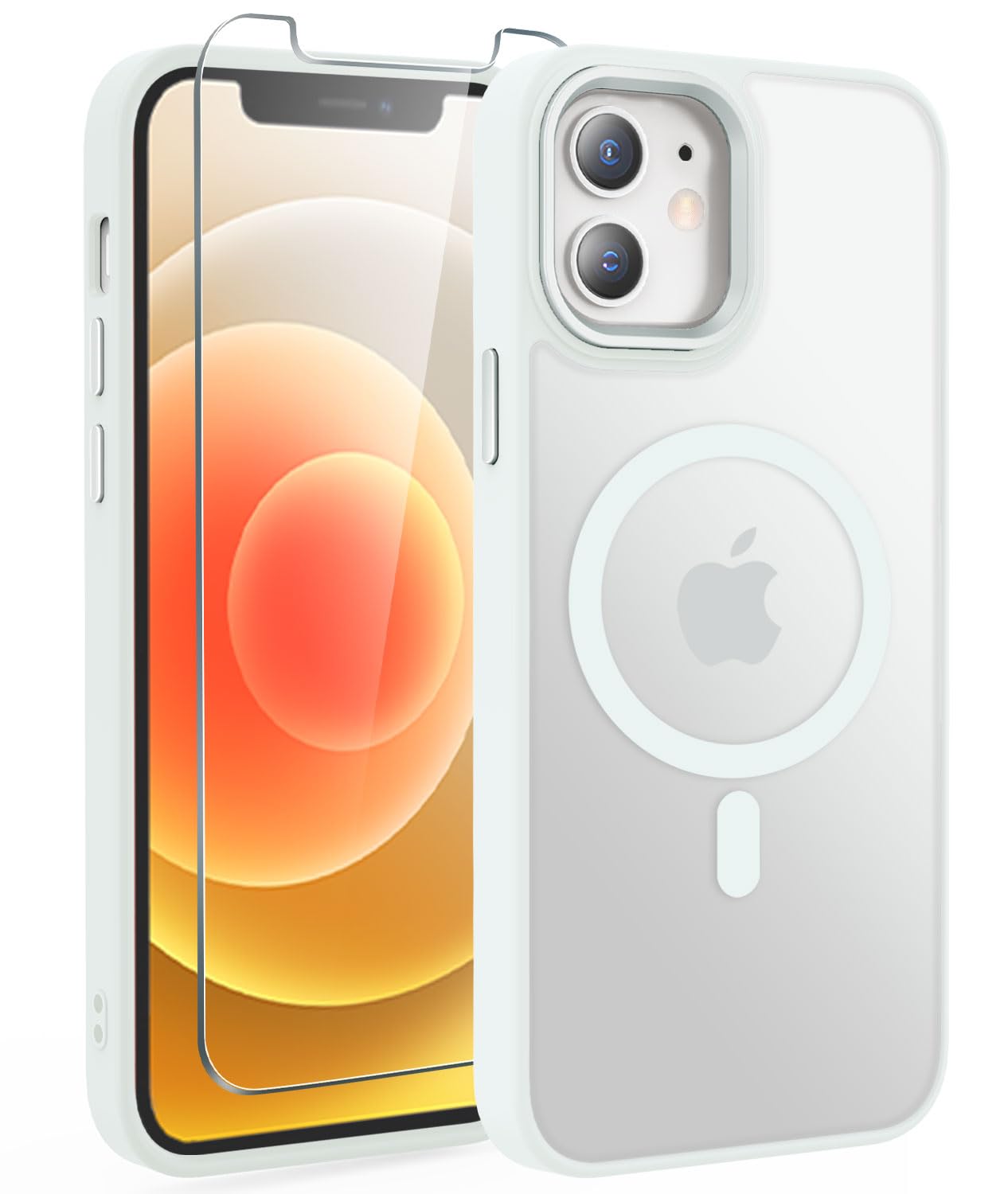Capa De Telefone Wrj Para Iphone 12/12 Pro Com Protetor De Tela Branco