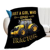 Cobertor Citari Just A Girl Who Love Tratores Amarelo 100x125cm