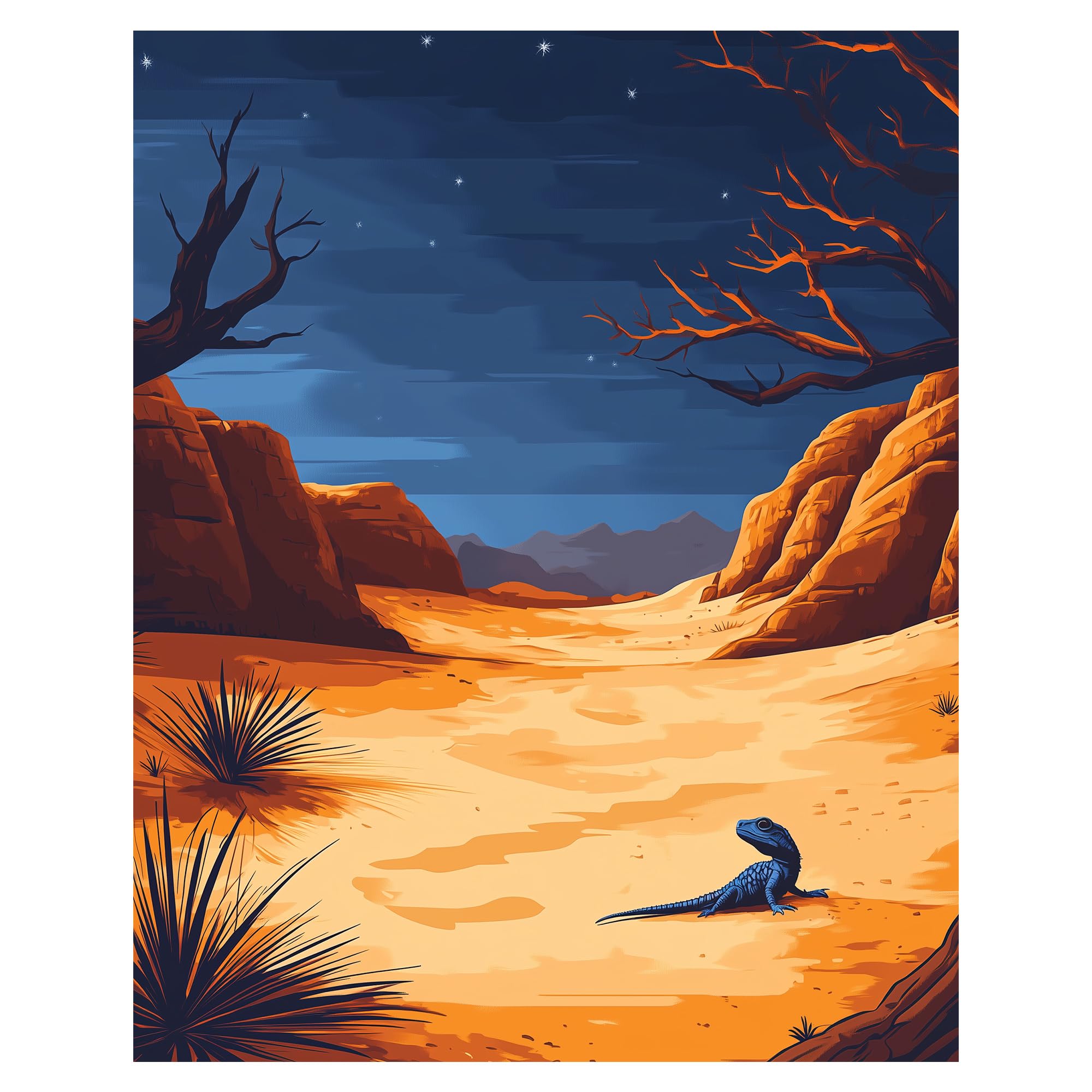 Paint By Numbers Cawpom Desert Night Scene Lizard 40x50cm