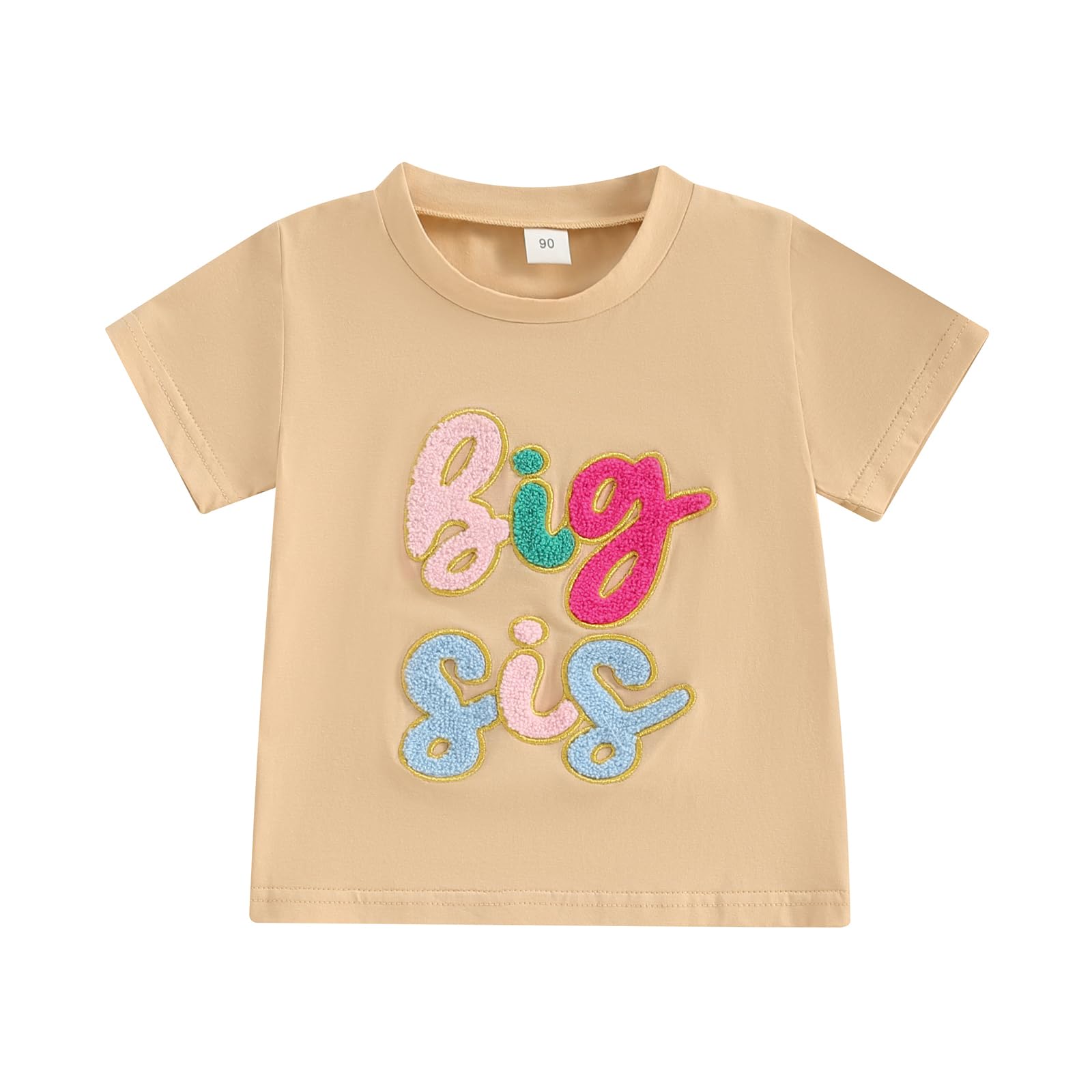 Camisetas Para Meninas, Crianças E Irmãs Mais Velhas, Camiseta Bege 18-24m