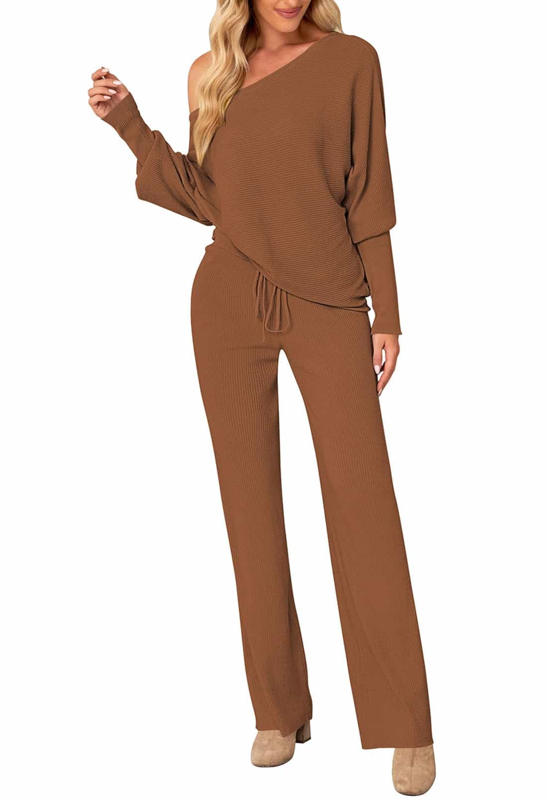 Conjunto Feminino De 2 Peças De Malha, Pulôver, Suéter E Calças