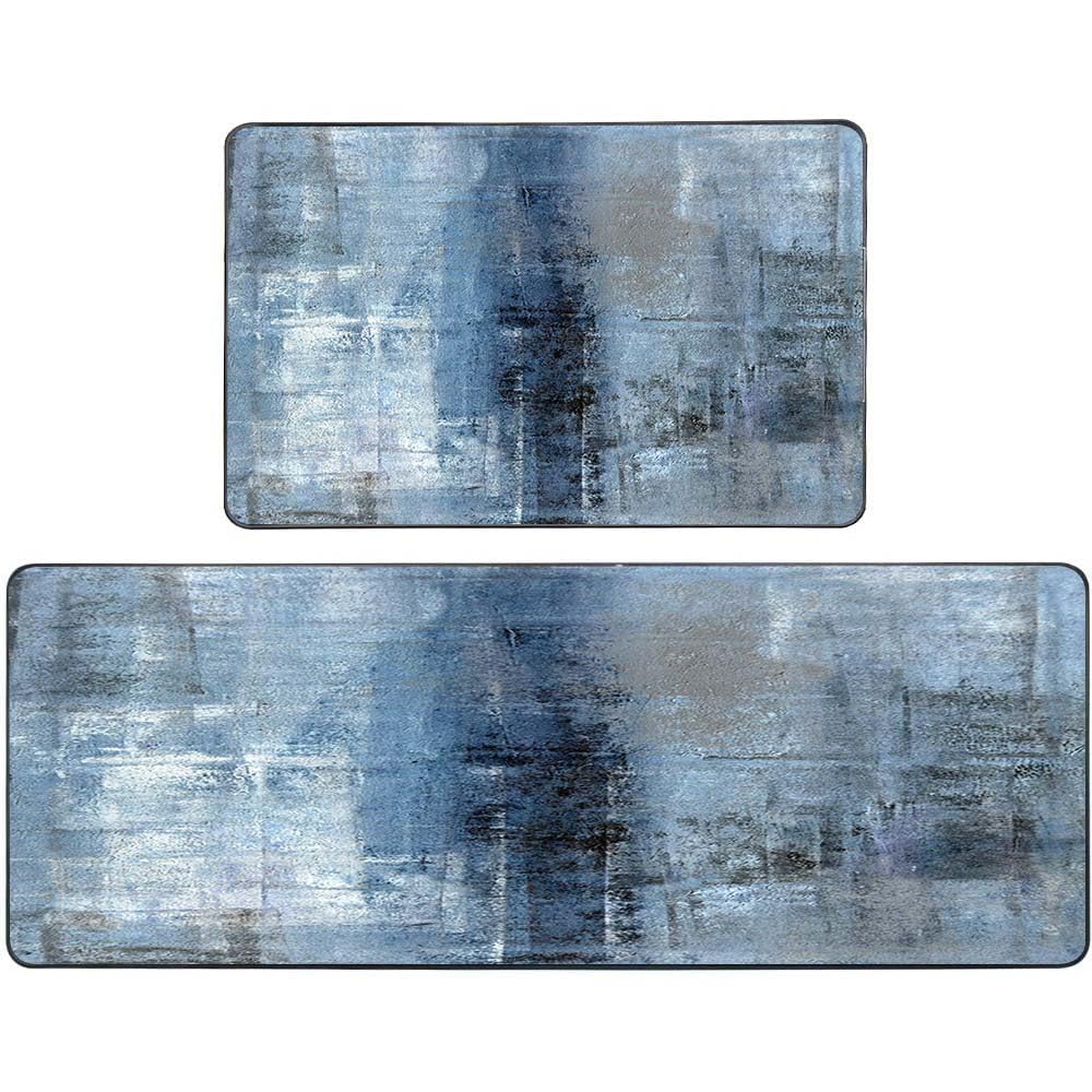 Conjunto De Tapetes De Cozinha Tomwish De 2 Peças Azul 43x122cm+43x61cm