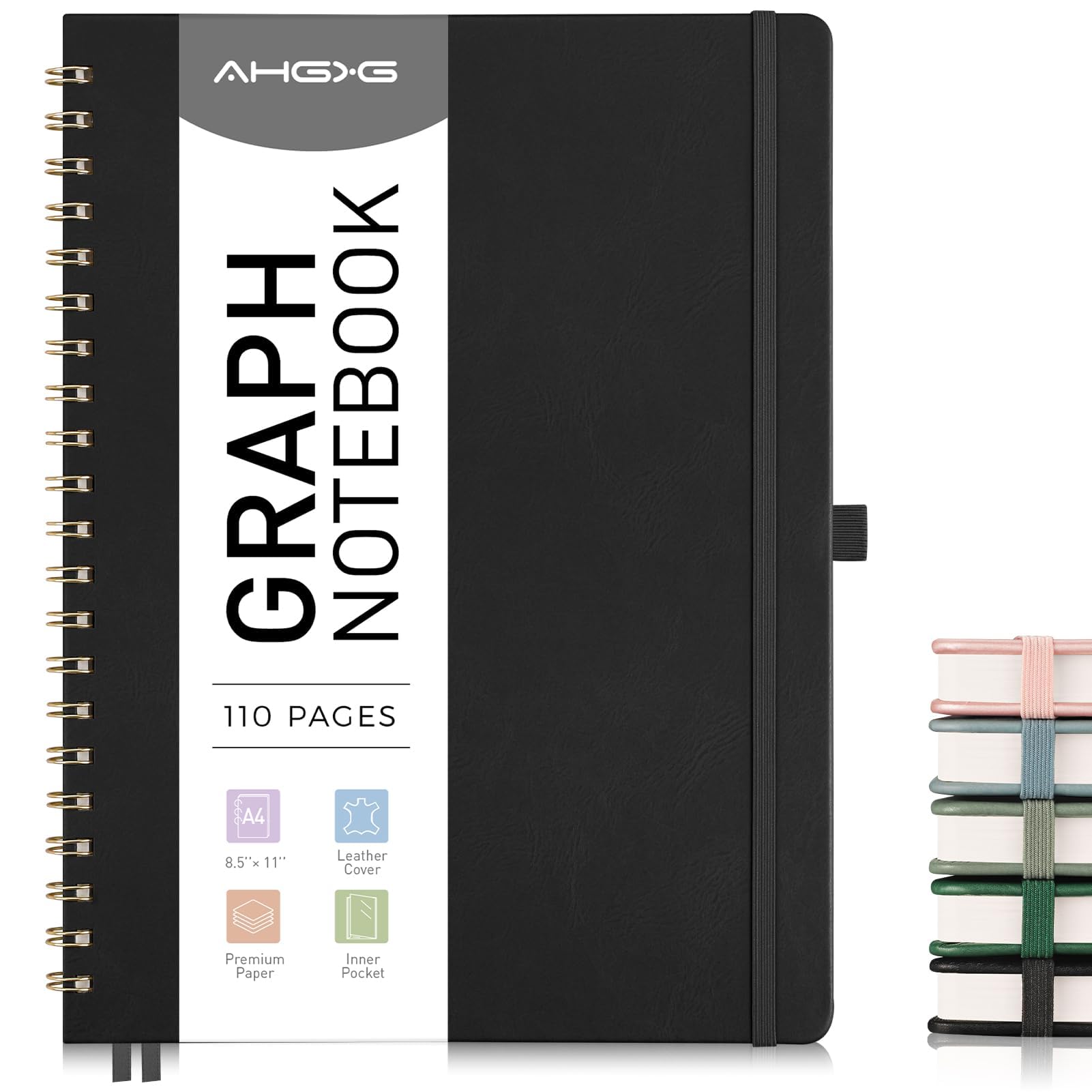 Caderno Ahgxg Graphid Paper A4 100gsm 110 Páginas, Capa Dura