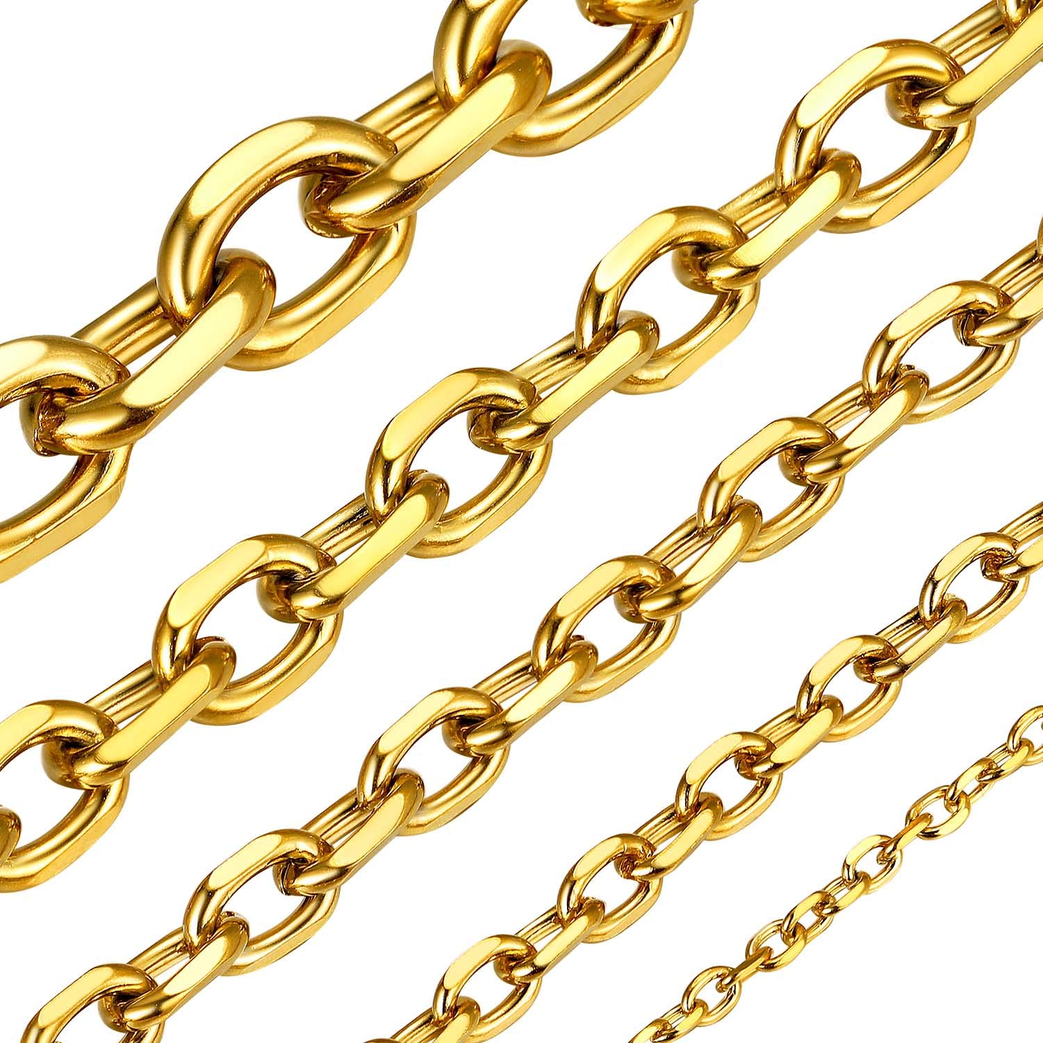 Colar Chains/house Cable Link Chain, Ouro Amarelo 18 Quilates, 7 Mm