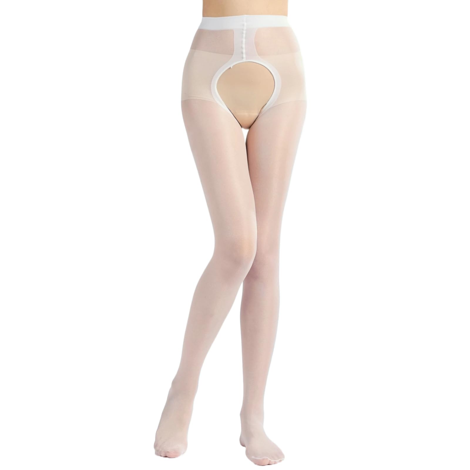 Meia-calça Verdancy Plus Size Sheer Crotchless 120 Kg Branca