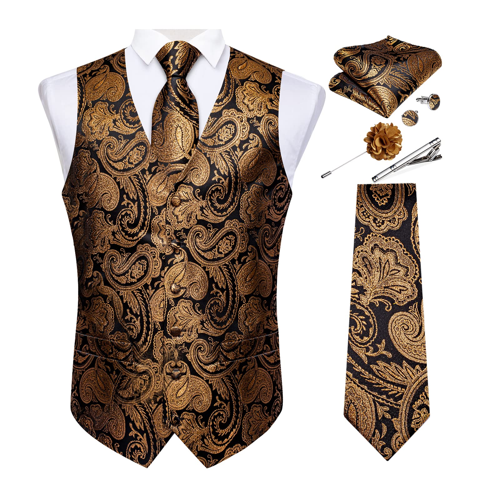 Conjunto De Colete E Gravata Dibangu Formal Paisley Para Homens