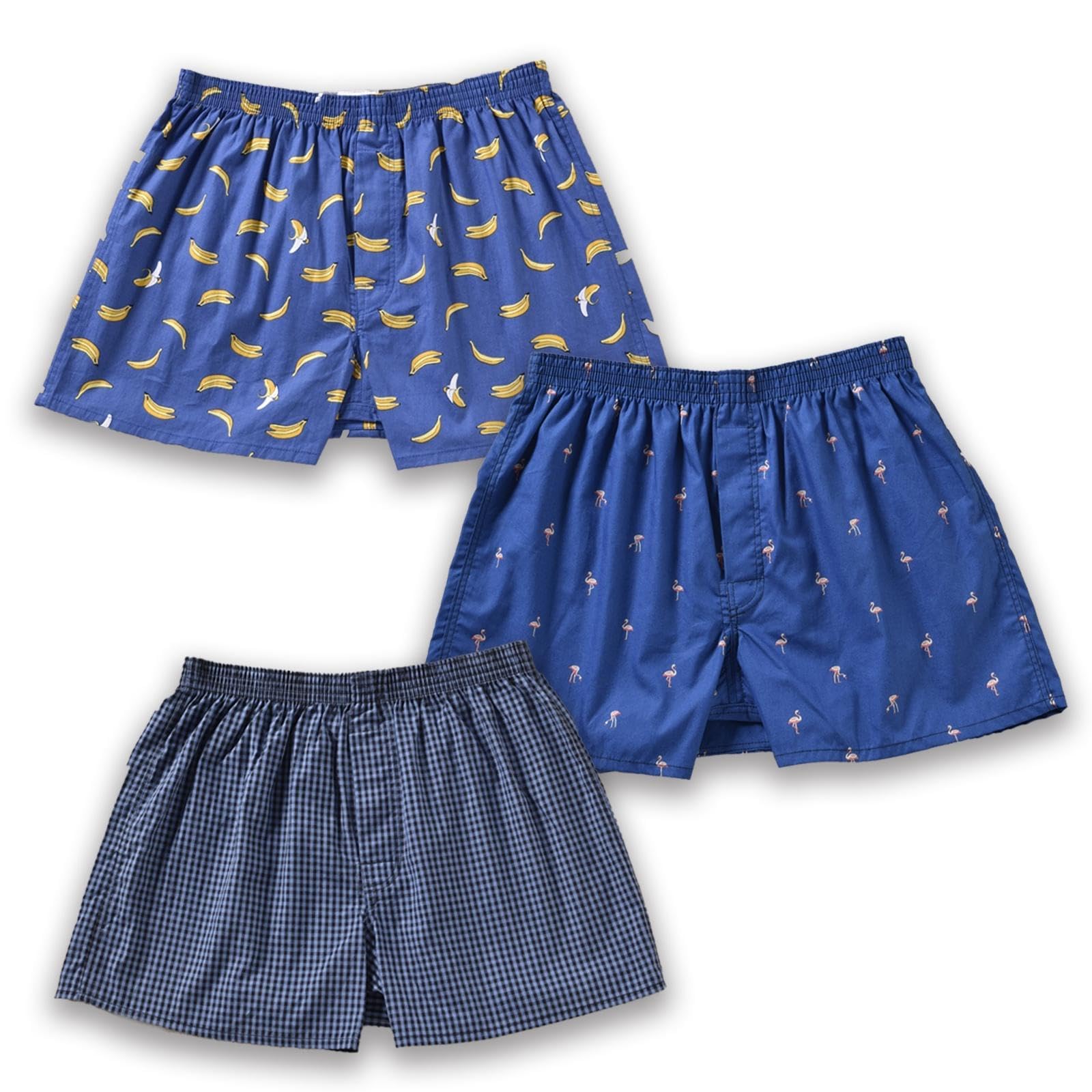 Shorts Boxer Cinvik Cool Design 100% Algodão Para Homens, Pacote Com 3